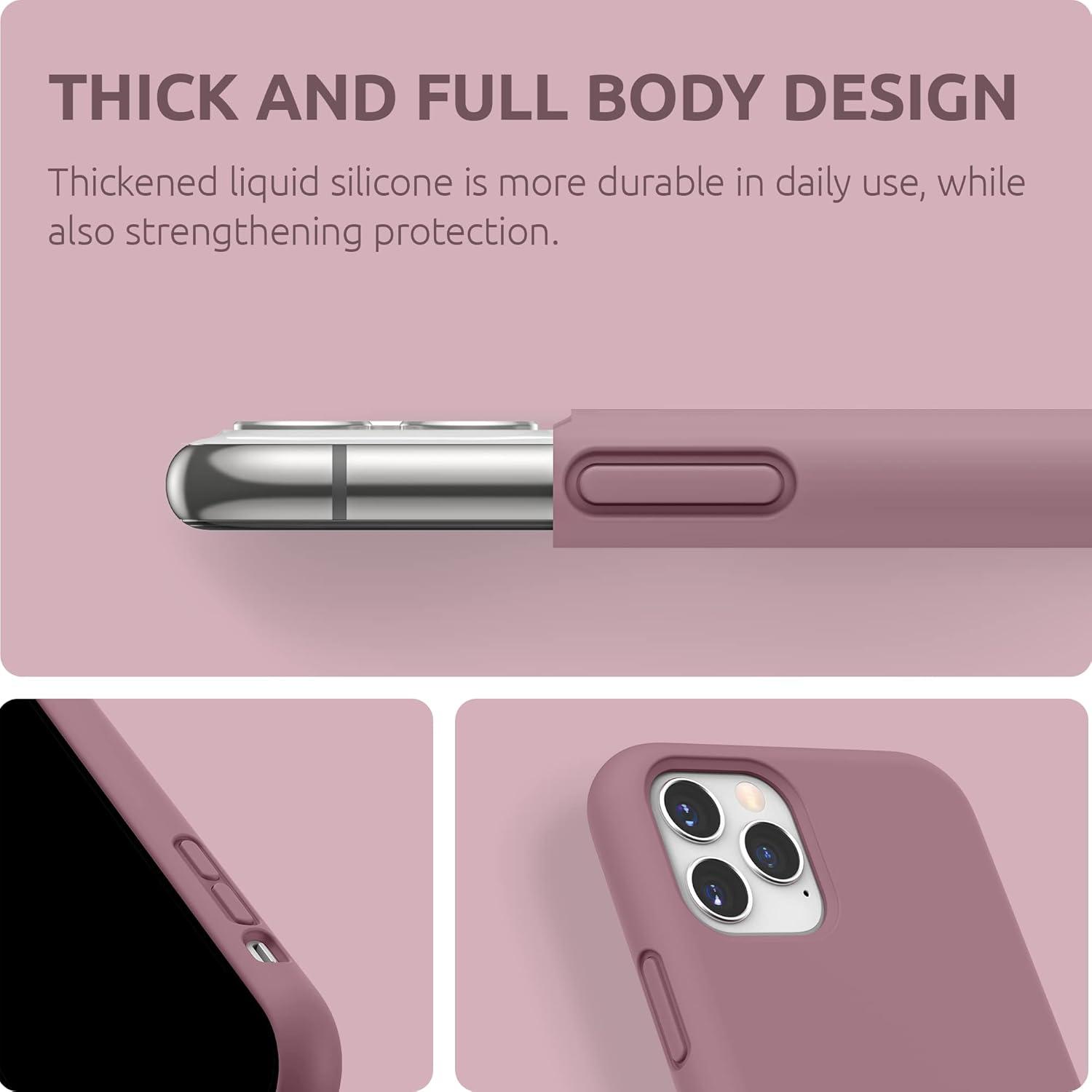 imageSURPHY Compatible with iPhone 11 Pro Max Case 65 inches Thickened Liquid Silicone Phone Case with Microfiber Lining for iPhone 11 Pro Max 2019 BlackLilac Purple