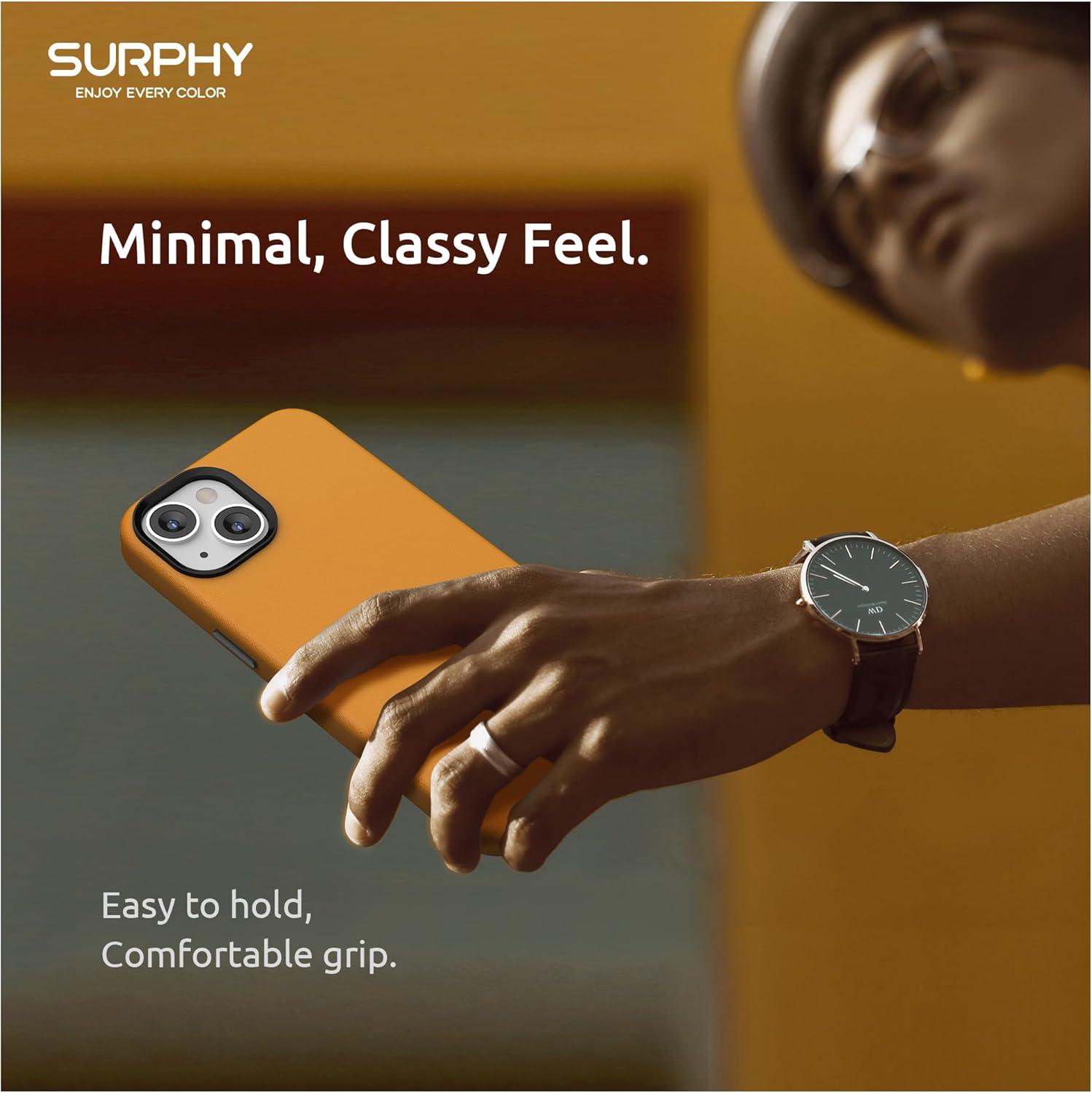 imageSURPHY Compatible with iPhone 13 Case Premium Faux Leather Phone Case with Metallic Buttons ampamp Microfiber Lining for 13 61 inch 2021 BrownYellow California Poppy