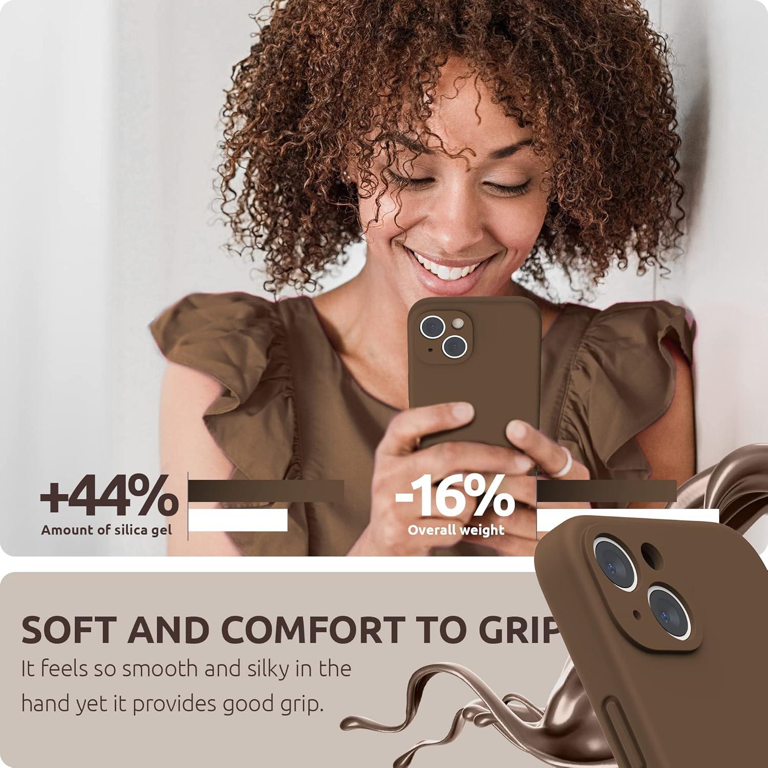 imageSURPHY Compatible with iPhone 13 Case with Screen Protector Camera Protection ampamp Soft Microfiber Lining Liquid Silicone Phone Case 61 inch 2021 Cactus GreenBrown