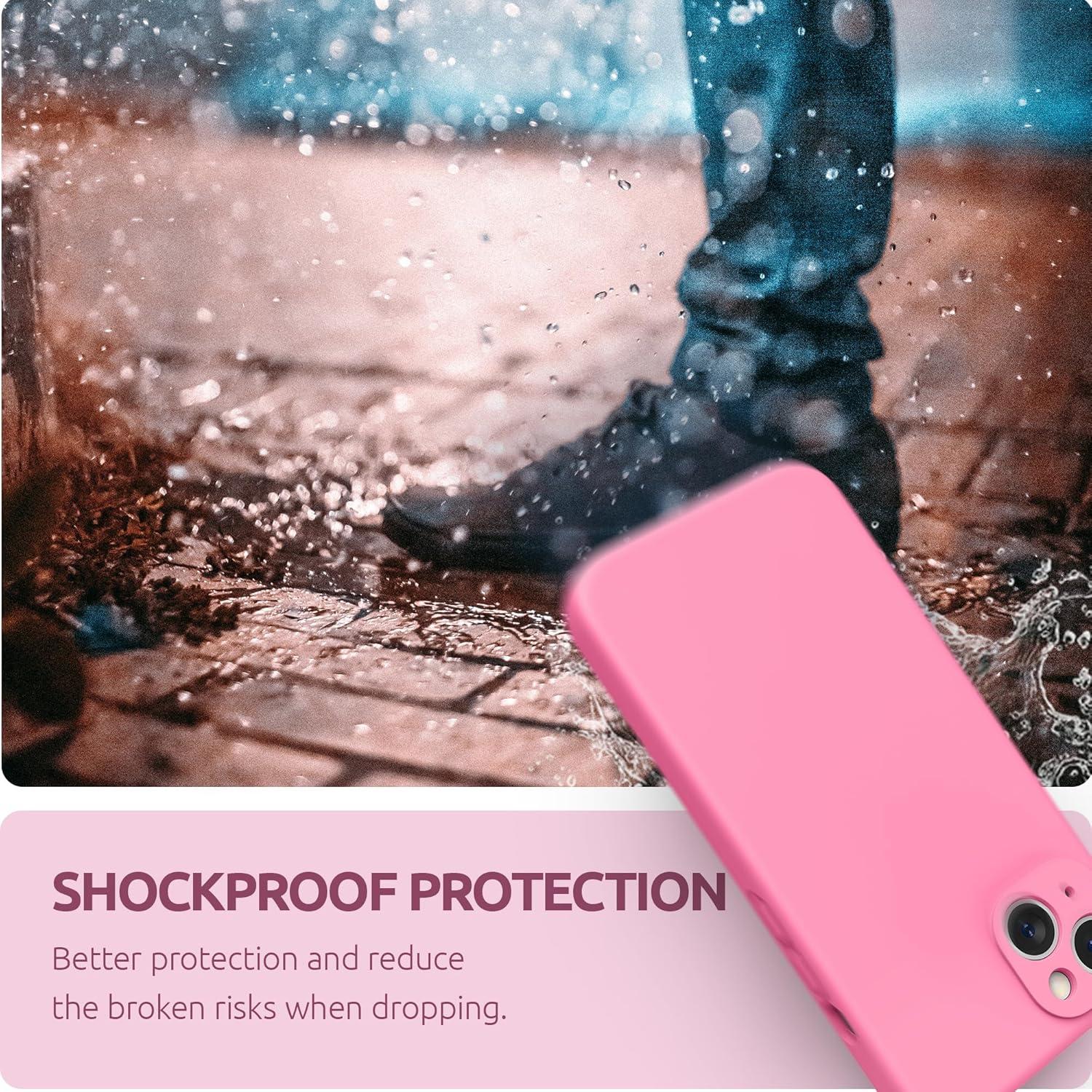 imageSURPHY Compatible with iPhone 13 Case with Screen Protector Camera Protection ampamp Soft Microfiber Lining Liquid Silicone Phone Case 61 inch 2021 Cactus GreenPink