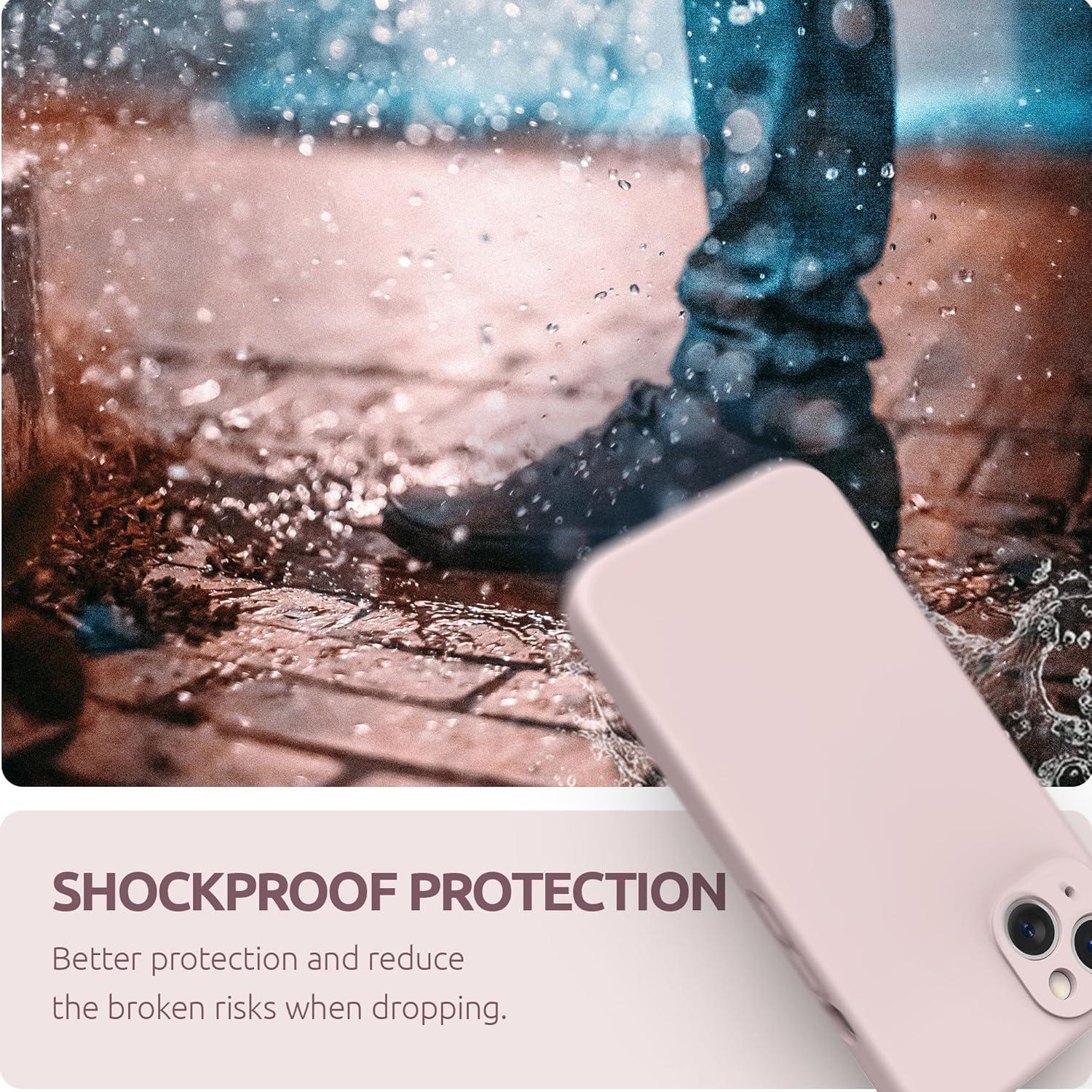 imageSURPHY Compatible with iPhone 13 Case with Screen Protector Camera Protection ampamp Soft Microfiber Lining Liquid Silicone Phone Case 61 inch 2021 Cactus GreenPink Sand