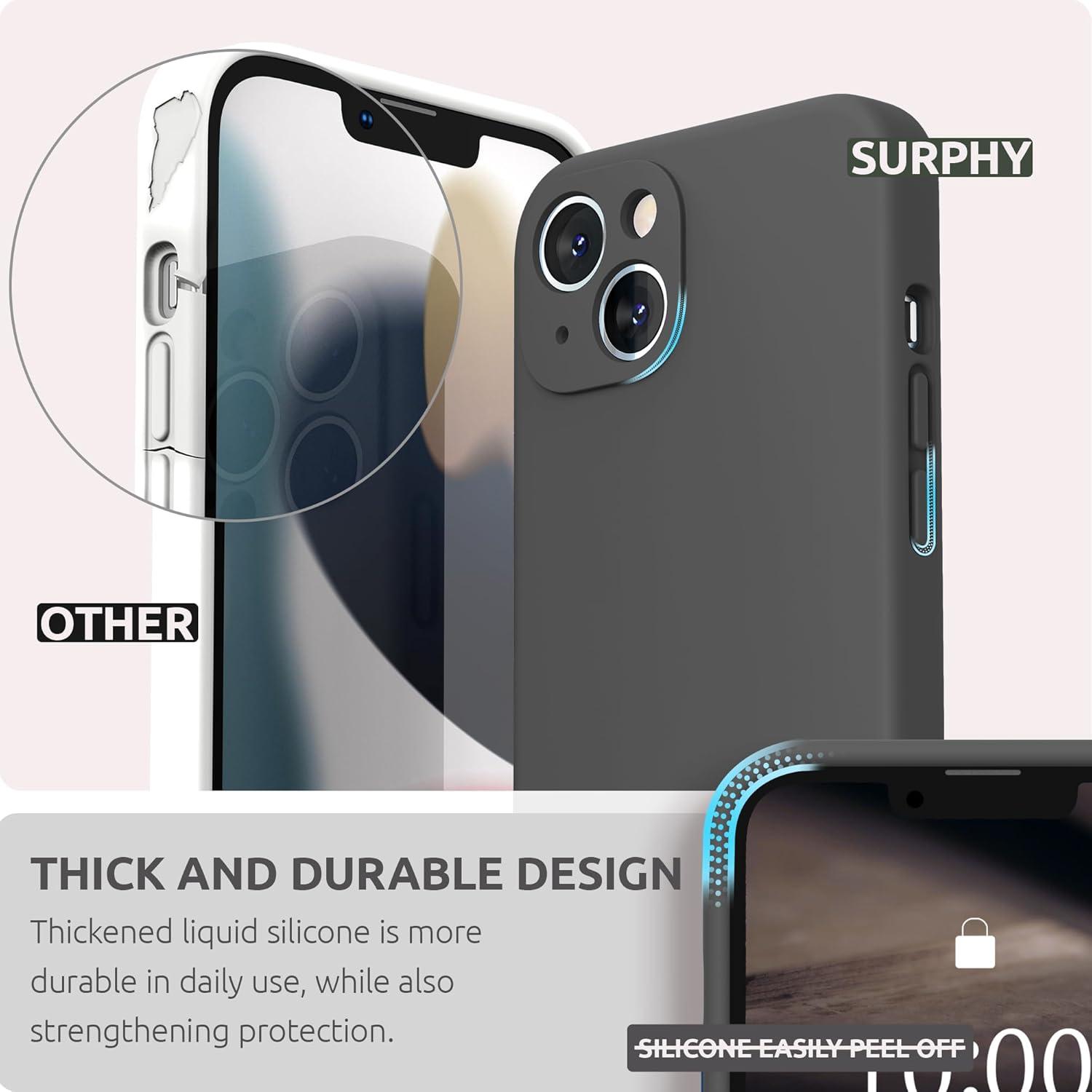 imageSURPHY Compatible with iPhone 13 Case with Screen Protector Camera Protection ampamp Soft Microfiber Lining Liquid Silicone Phone Case 61 inch 2021 Cactus GreenClay