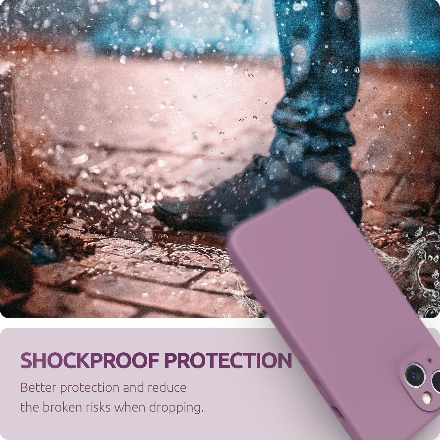 imageSURPHY Compatible with iPhone 13 Case with Screen Protector Camera Protection ampamp Soft Microfiber Lining Liquid Silicone Phone Case 61 inch 2021 Cactus GreenLilac Purple