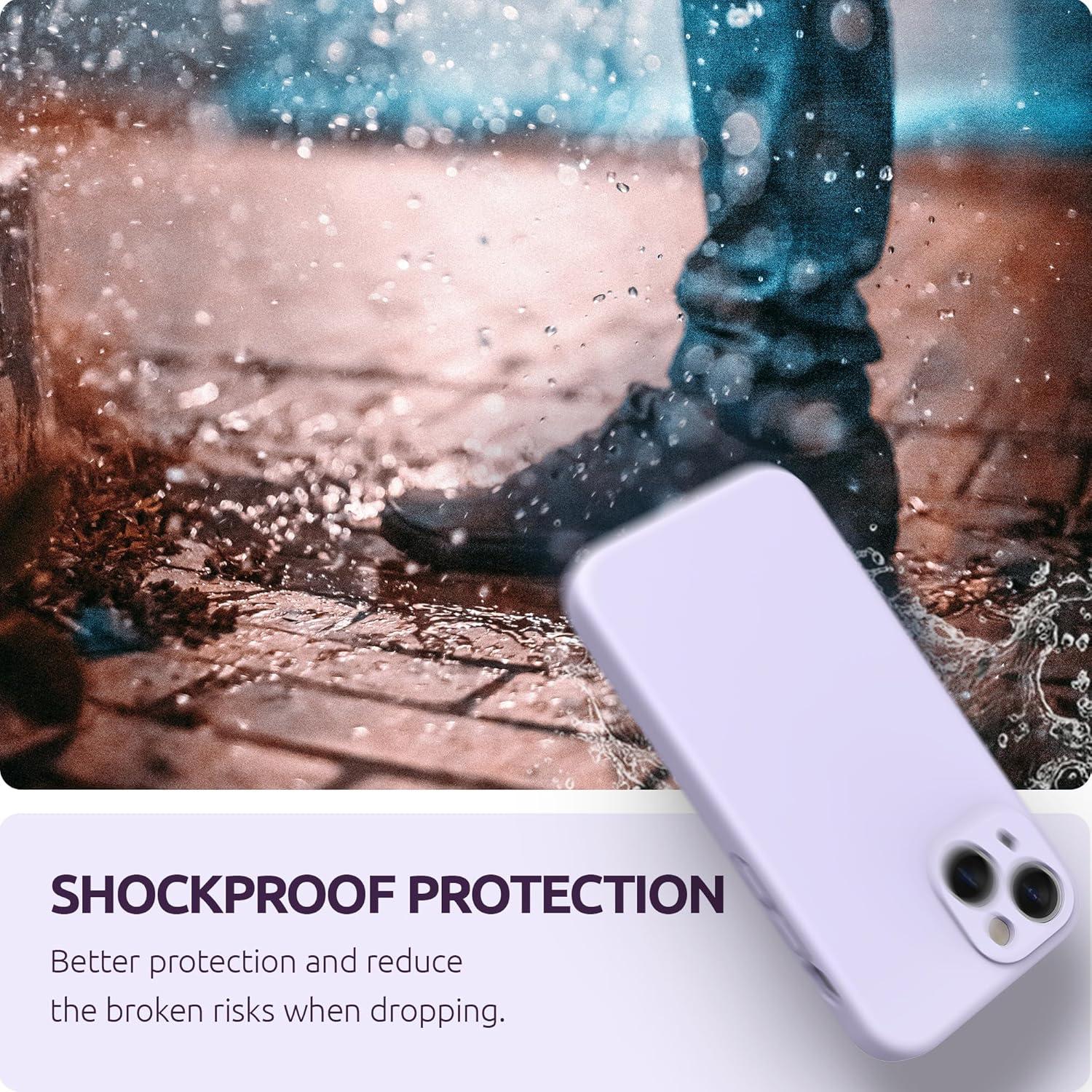 imageSURPHY Compatible with iPhone 13 Mini Case with Screen Protector Camera Protection ampamp Soft Microfiber Lining Liquid Silicone Phone Case 54 inch 2021 Clover GreenLight Lavender