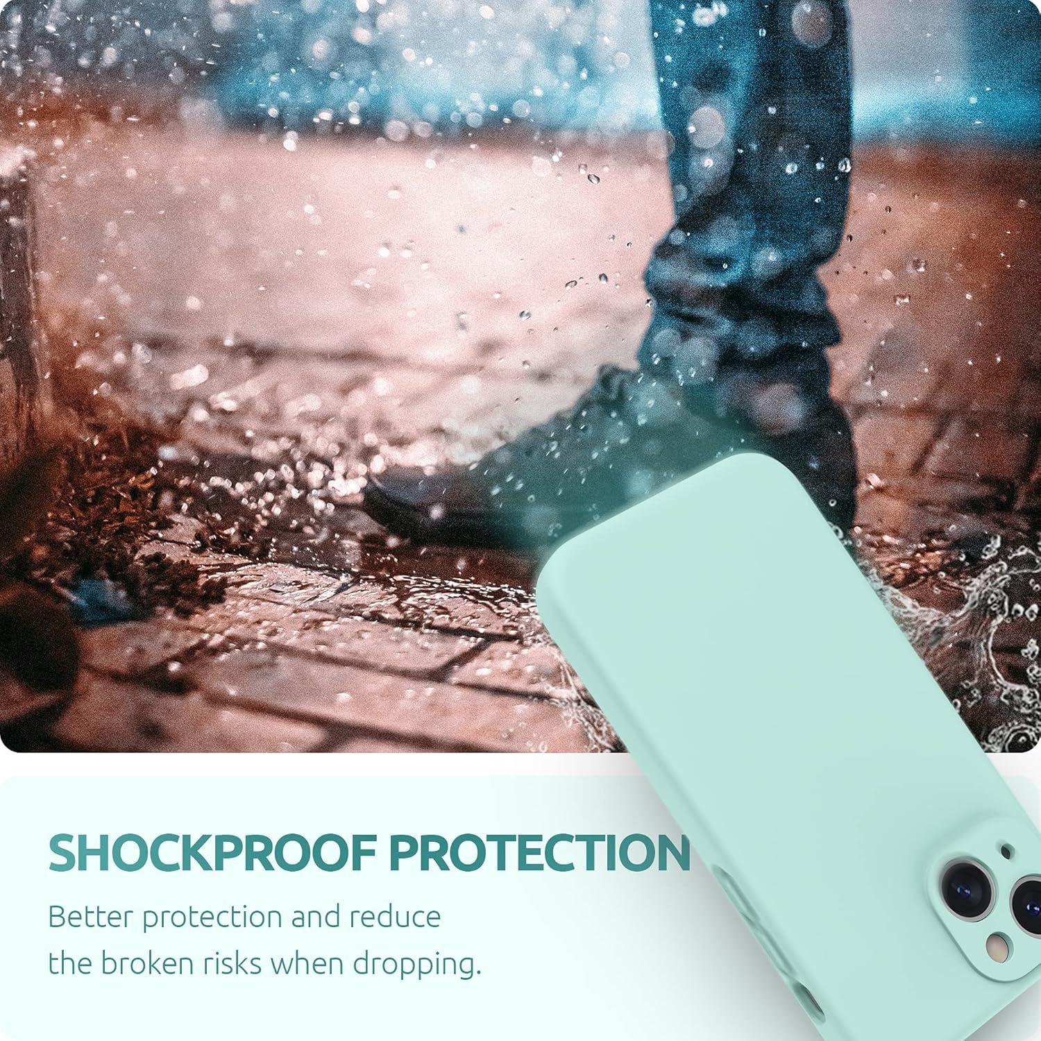 imageSURPHY Compatible with iPhone 13 Mini Case with Screen Protector Camera Protection ampamp Soft Microfiber Lining Liquid Silicone Phone Case 54 inch 2021 Clover GreenMint Green