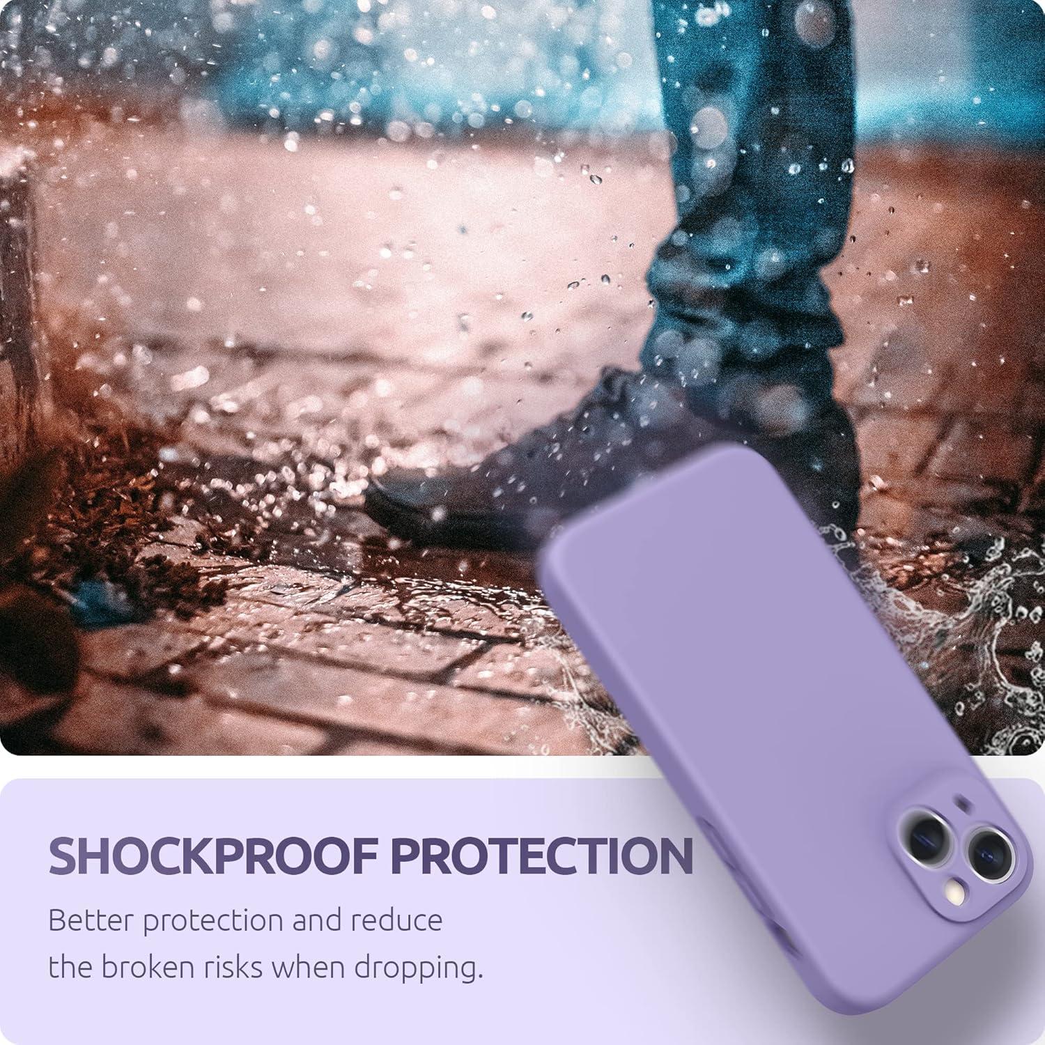 imageSURPHY Compatible with iPhone 13 Mini Case with Screen Protector Camera Protection ampamp Soft Microfiber Lining Liquid Silicone Phone Case 54 inch 2021 Clover GreenLight Purple