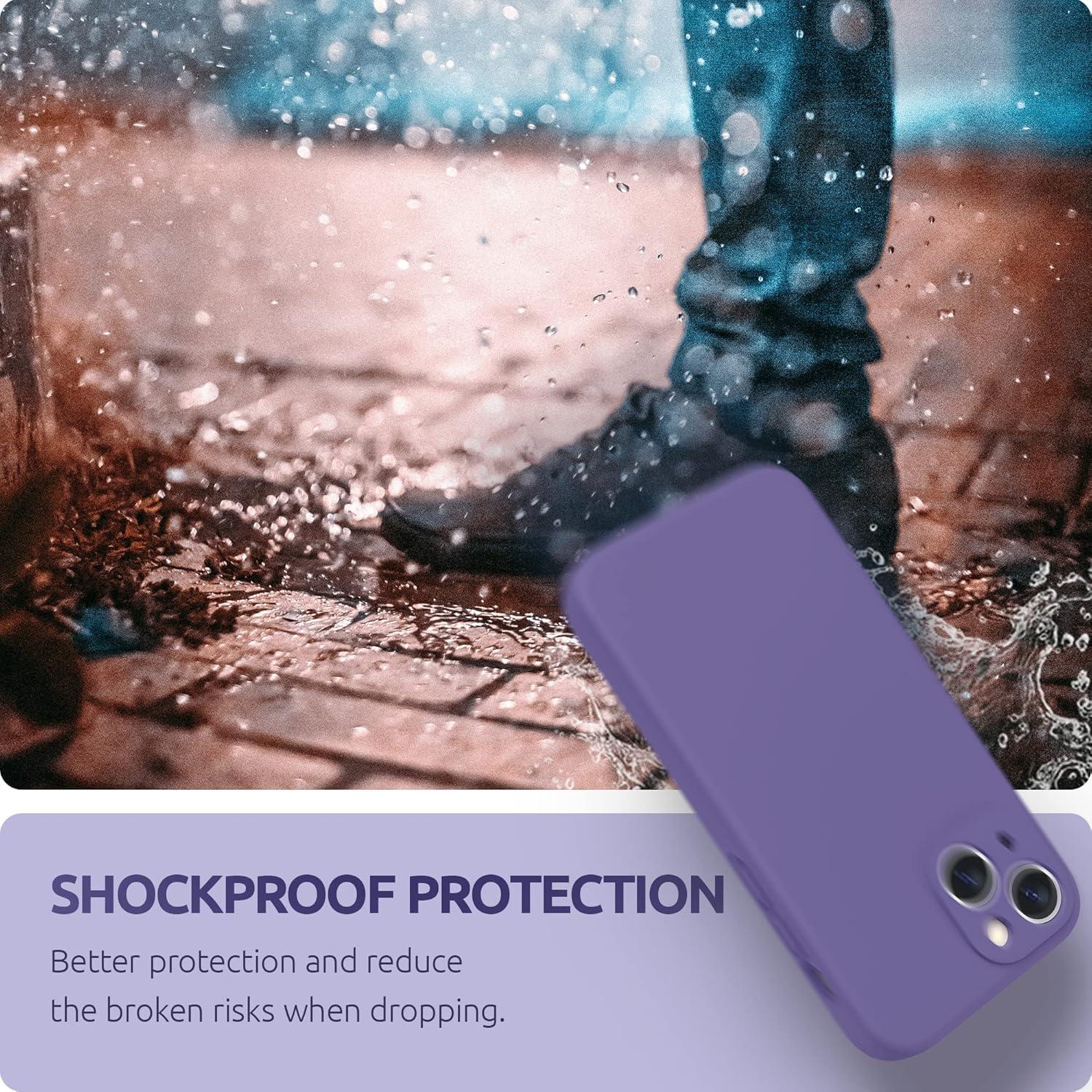 imageSURPHY Compatible with iPhone 13 Mini Case with Screen Protector Camera Protection ampamp Soft Microfiber Lining Liquid Silicone Phone Case 54 inch 2021 Clover GreenIris Purple