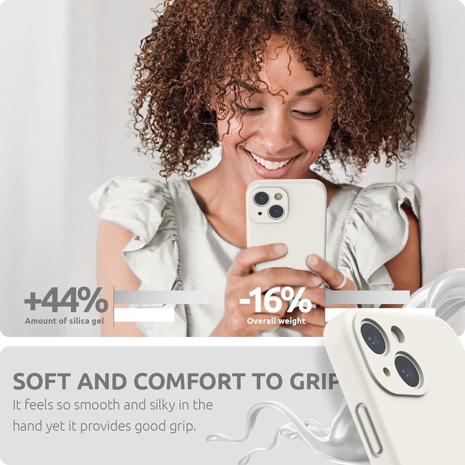 imageSURPHY Compatible with iPhone 13 Mini Case with Screen Protector Camera Protection ampamp Soft Microfiber Lining Liquid Silicone Phone Case 54 inch 2021 Clover GreenWhite