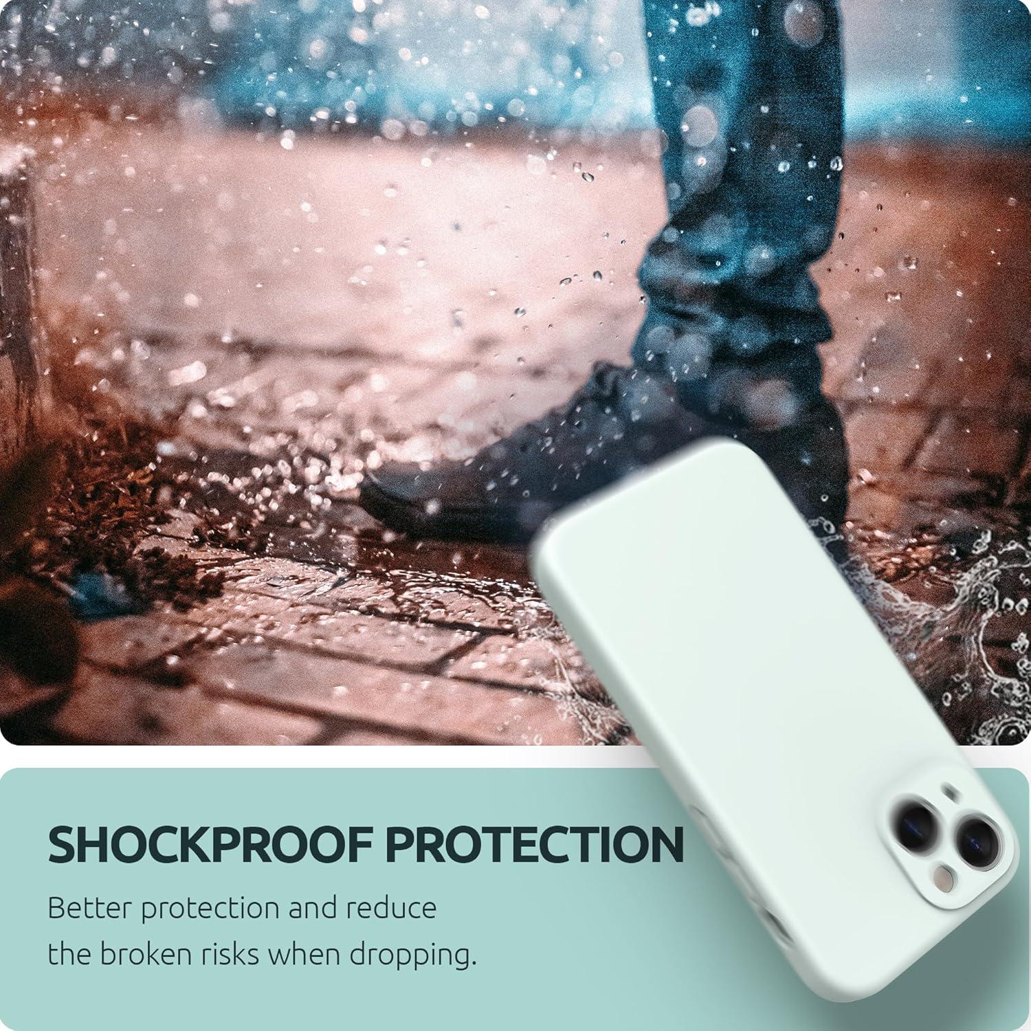 imageSURPHY Compatible with iPhone 13 Mini Case with Screen Protector Camera Protection ampamp Soft Microfiber Lining Liquid Silicone Phone Case 54 inch 2021 Clover GreenSoft Mint