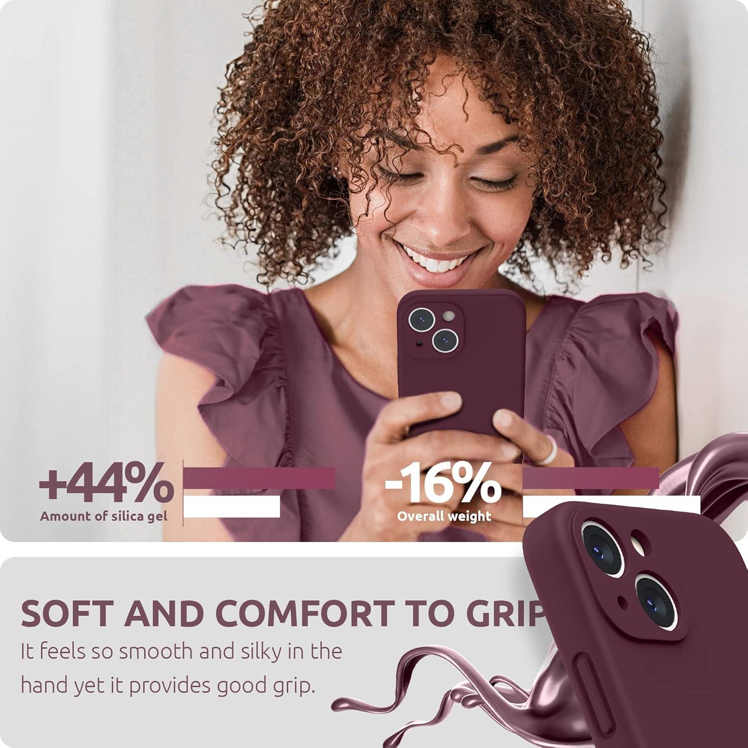 imageSURPHY Compatible with iPhone 13 Mini Case with Screen Protector Camera Protection ampamp Soft Microfiber Lining Liquid Silicone Phone Case 54 inch 2021 Clover GreenPlum