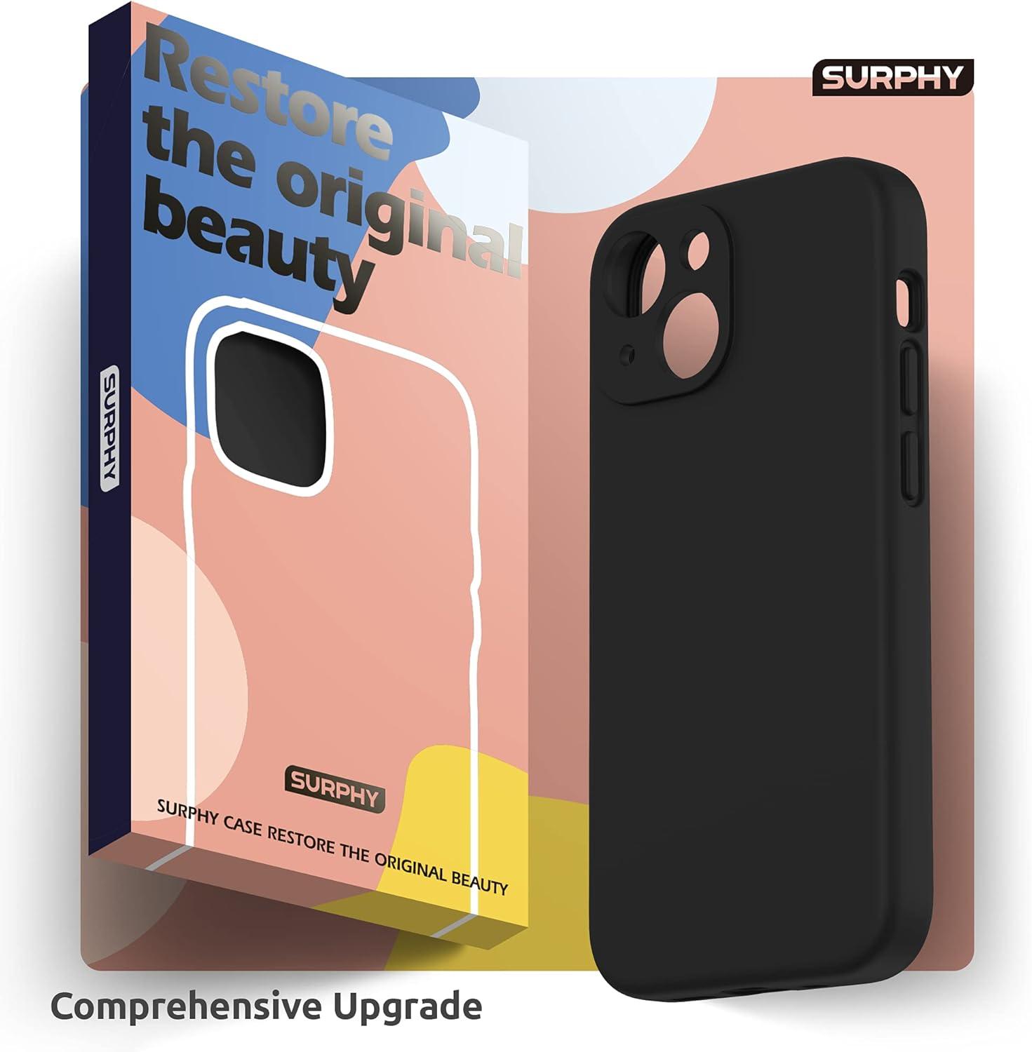 imageSURPHY Compatible with iPhone 13 Mini Case with Screen Protector Camera Protection ampamp Soft Microfiber Lining Liquid Silicone Phone Case 54 inch 2021 Clover GreenBlack