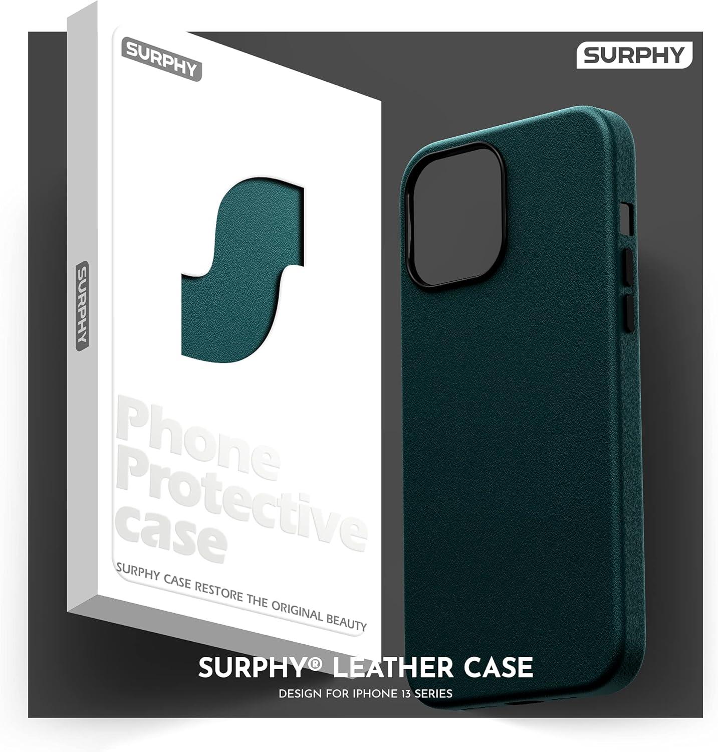 imageSURPHY Compatible with iPhone 13 Pro Max Case Premium Faux Leather Phone Case with Metallic Buttons ampamp Microfiber Lining for 13 Pro Max 67 inch 2021BrownTeal Green