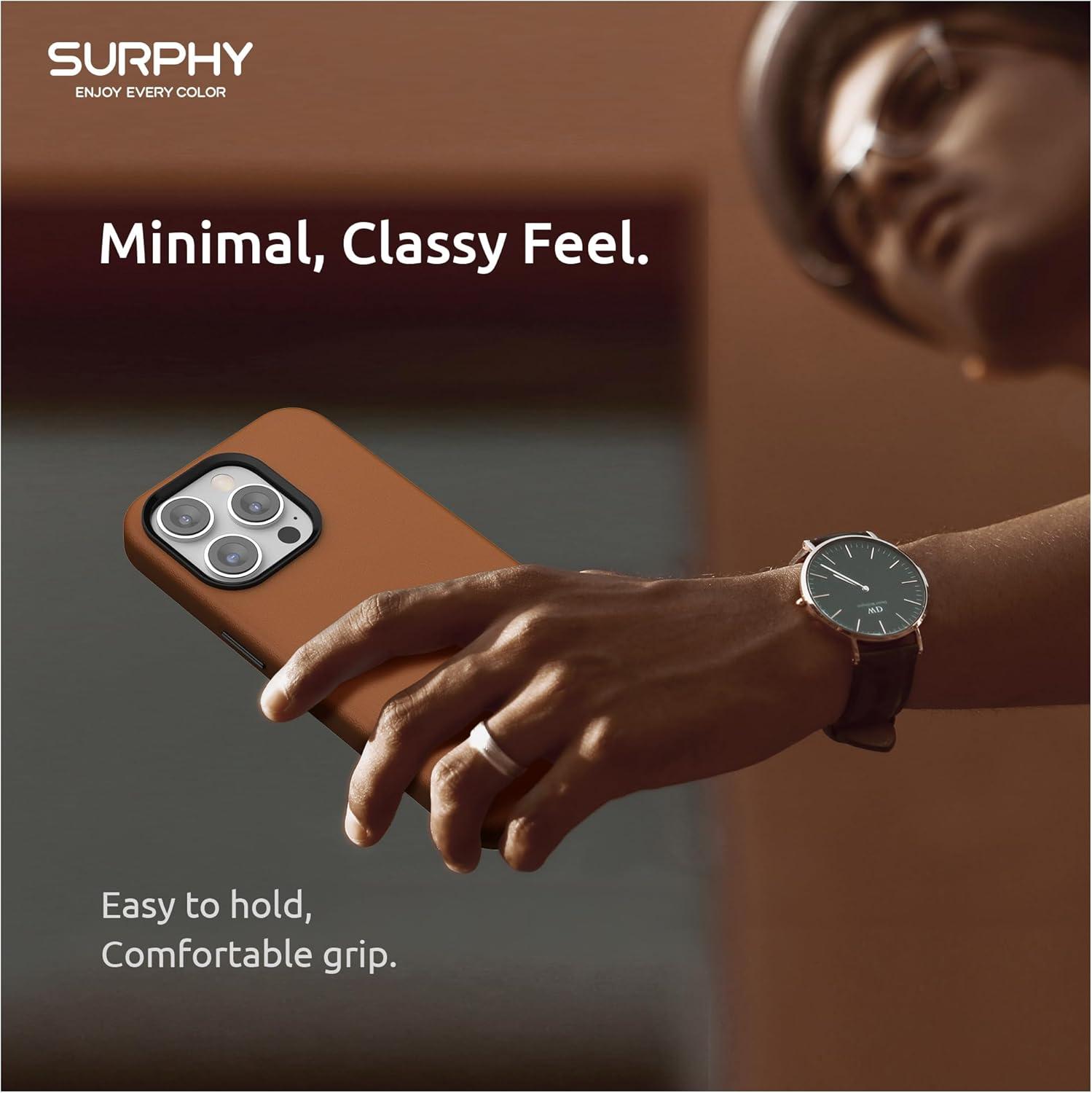 imageSURPHY Compatible with iPhone 13 Pro Max Case Premium Faux Leather Phone Case with Metallic Buttons ampamp Microfiber Lining for 13 Pro Max 67 inch 2021BrownBrown