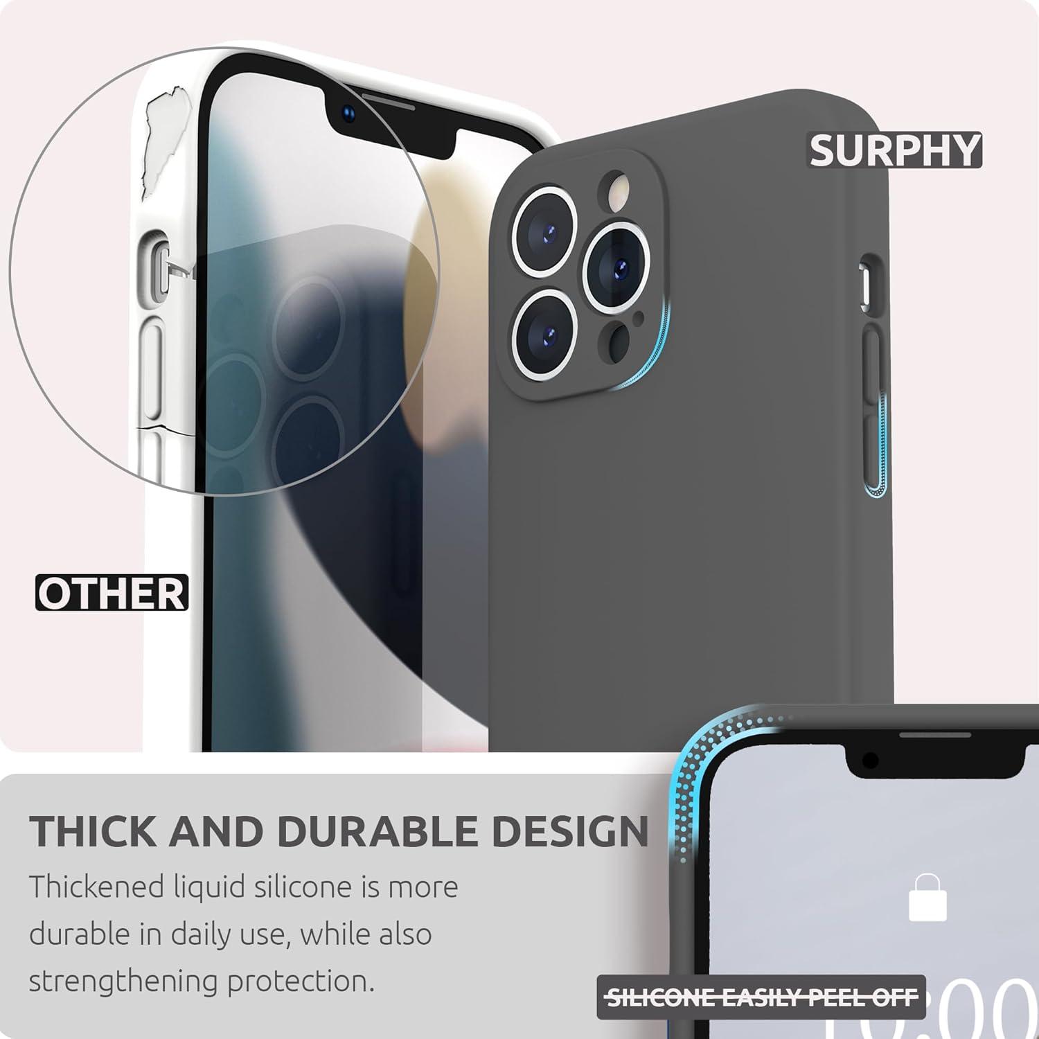 imageSURPHY Compatible with iPhone 13 Pro Max Case with Screen Protector Camera Protection Soft Microfiber Lining Liquid Silicone Phone Case 67 inch 2021 RedClay