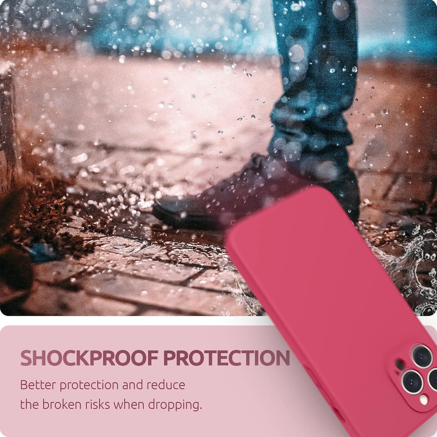 imageSURPHY Compatible with iPhone 13 Pro Max Case with Screen Protector Camera Protection Soft Microfiber Lining Liquid Silicone Phone Case 67 inch 2021 RedHibiscus