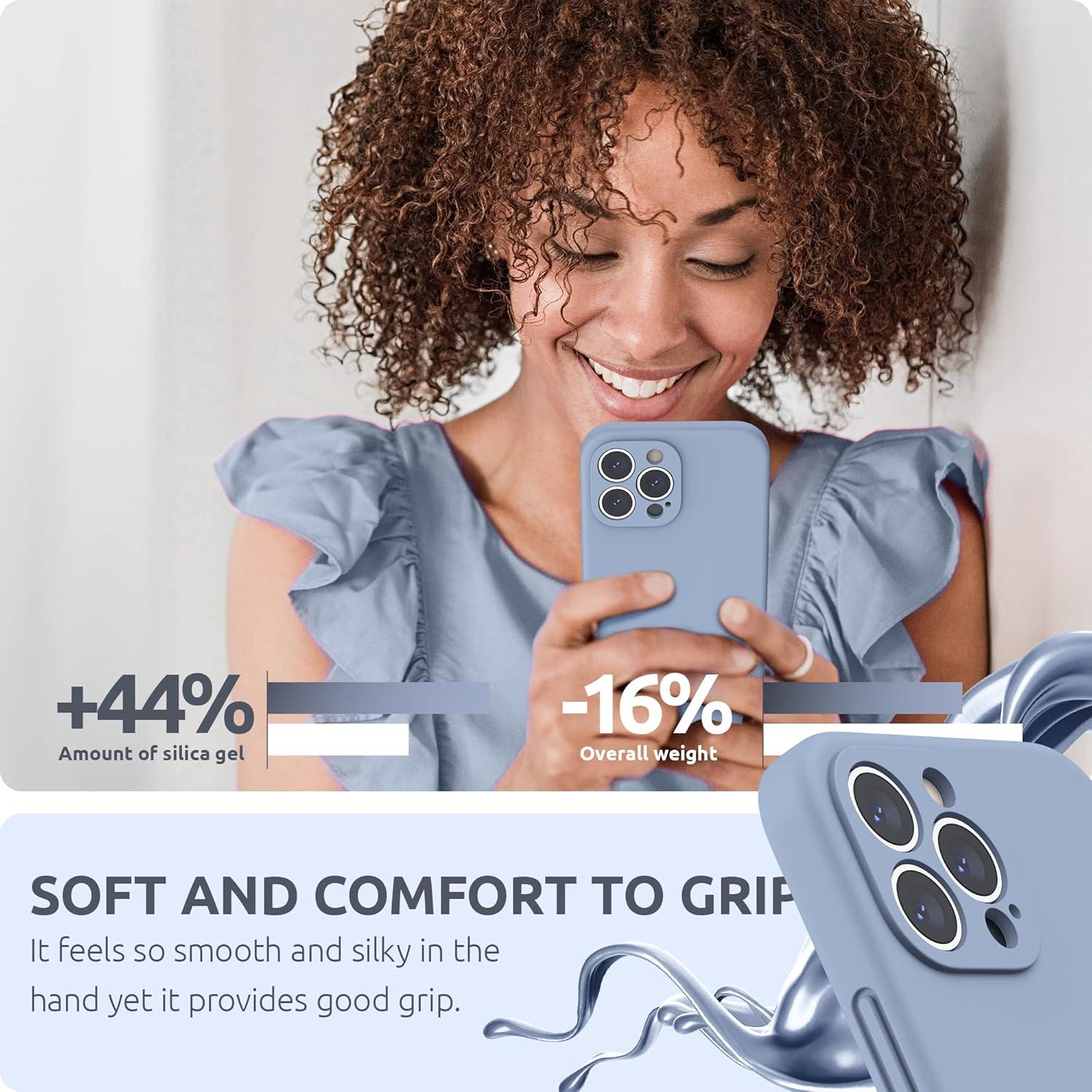 imageSURPHY Compatible with iPhone 13 Pro Max Case with Screen Protector Camera Protection Soft Microfiber Lining Liquid Silicone Phone Case 67 inch 2021 RedSierra Blue