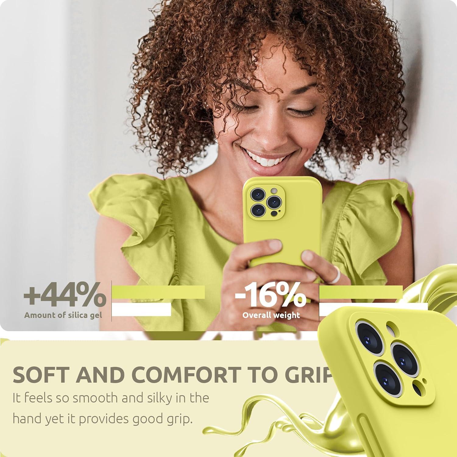 imageSURPHY Compatible with iPhone 13 Pro Max Case with Screen Protector Camera Protection Soft Microfiber Lining Liquid Silicone Phone Case 67 inch 2021 RedYellow