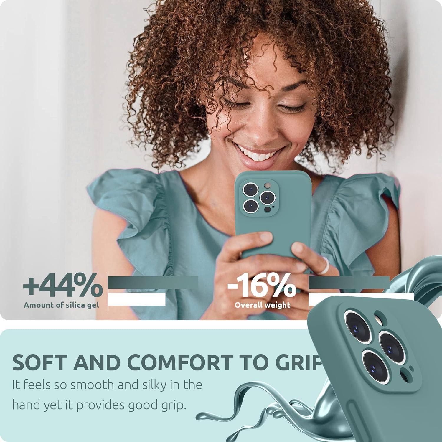 imageSURPHY Compatible with iPhone 13 Pro Max Case with Screen Protector Camera Protection Soft Microfiber Lining Liquid Silicone Phone Case 67 inch 2021 RedCactus Green