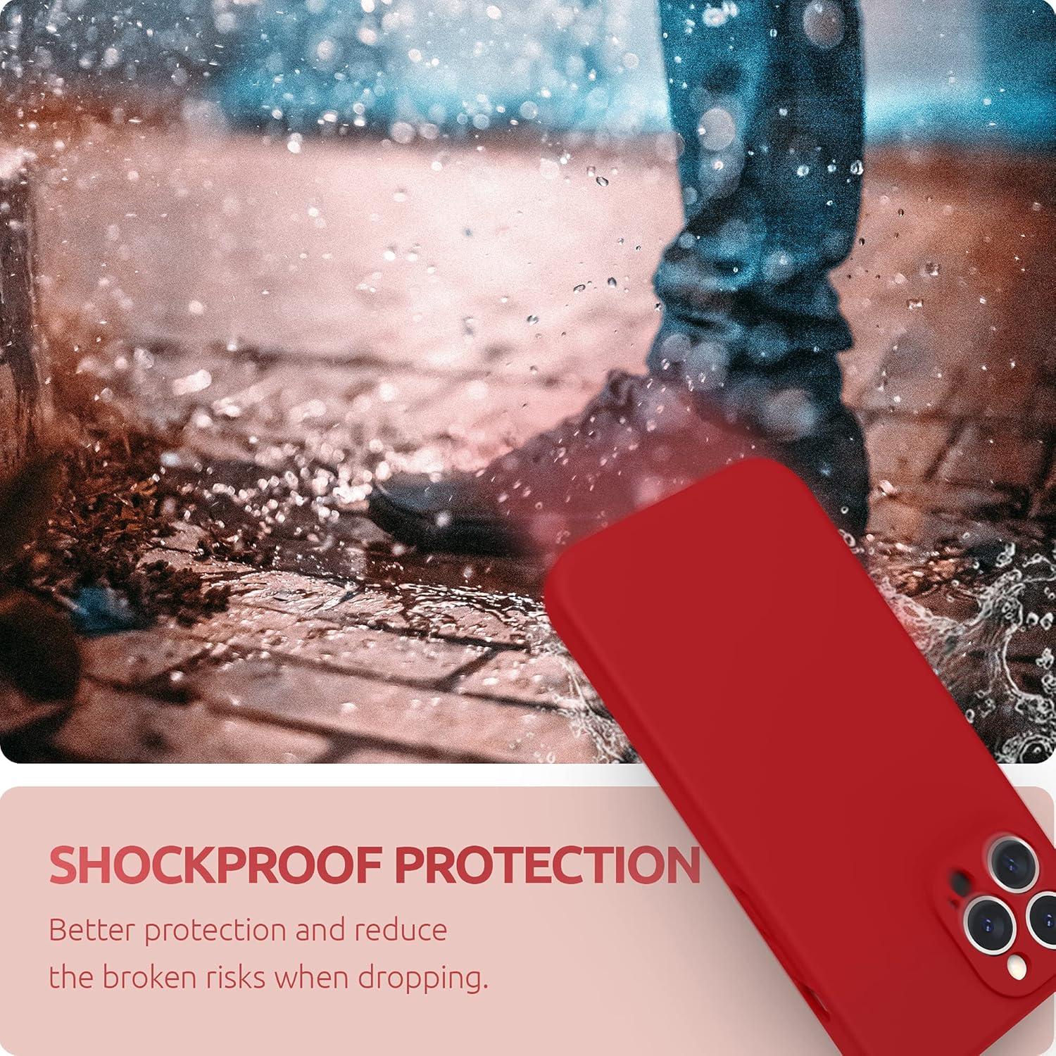 imageSURPHY Compatible with iPhone 13 Pro Max Case with Screen Protector Camera Protection Soft Microfiber Lining Liquid Silicone Phone Case 67 inch 2021 RedRed