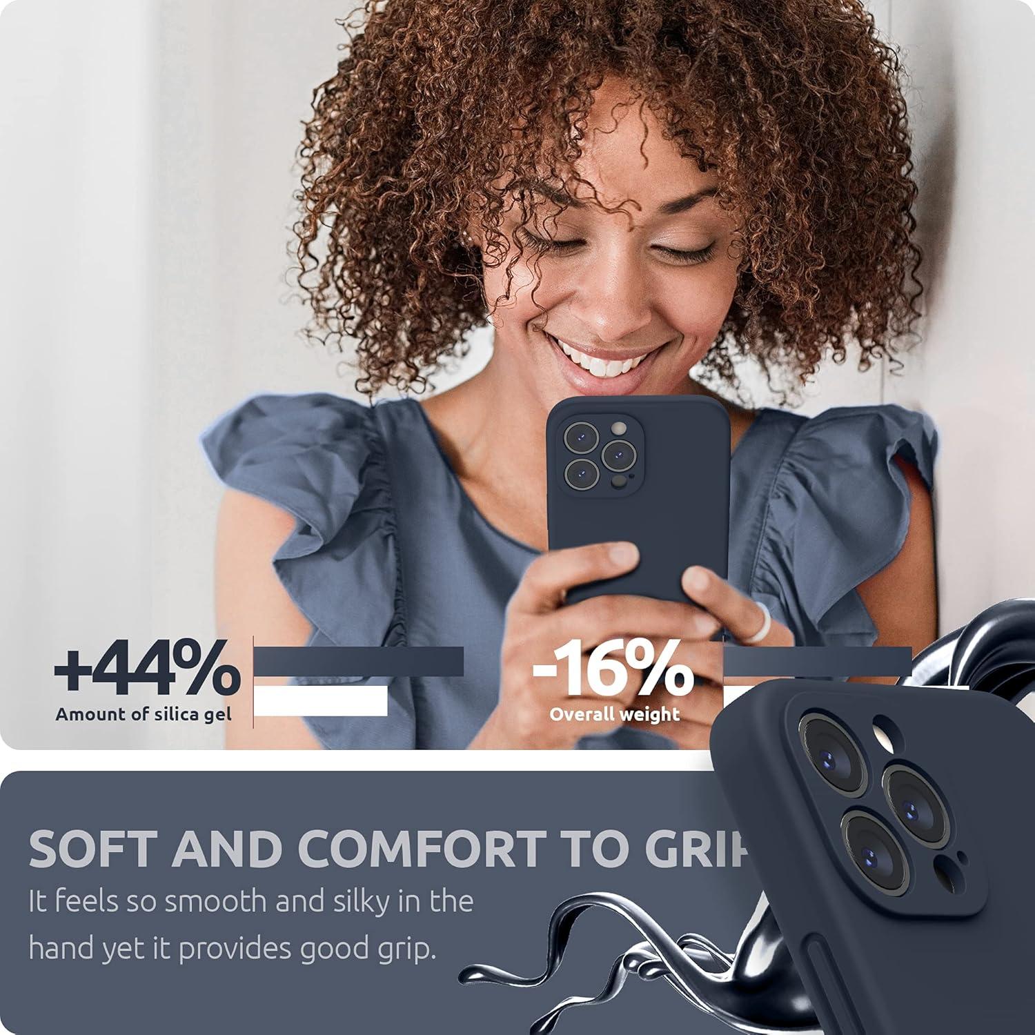 imageSURPHY Compatible with iPhone 13 Pro Max Case with Screen Protector Camera Protection Soft Microfiber Lining Liquid Silicone Phone Case 67 inch 2021 RedMidnight Blue