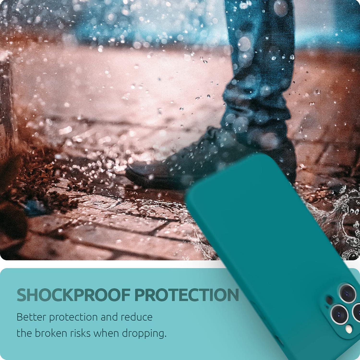 imageSURPHY Compatible with iPhone 13 Pro Max Case with Screen Protector Camera Protection Soft Microfiber Lining Liquid Silicone Phone Case 67 inch 2021 RedTeal Blue