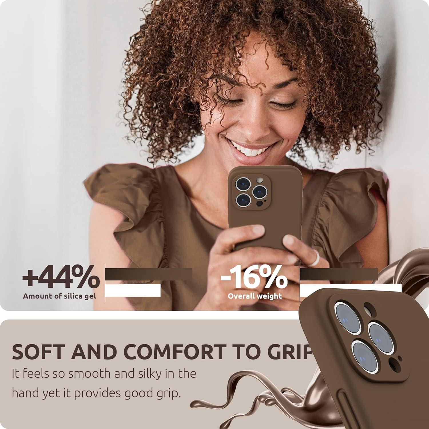 imageSURPHY Compatible with iPhone 13 Pro Max Case with Screen Protector Camera Protection Soft Microfiber Lining Liquid Silicone Phone Case 67 inch 2021 RedBrown