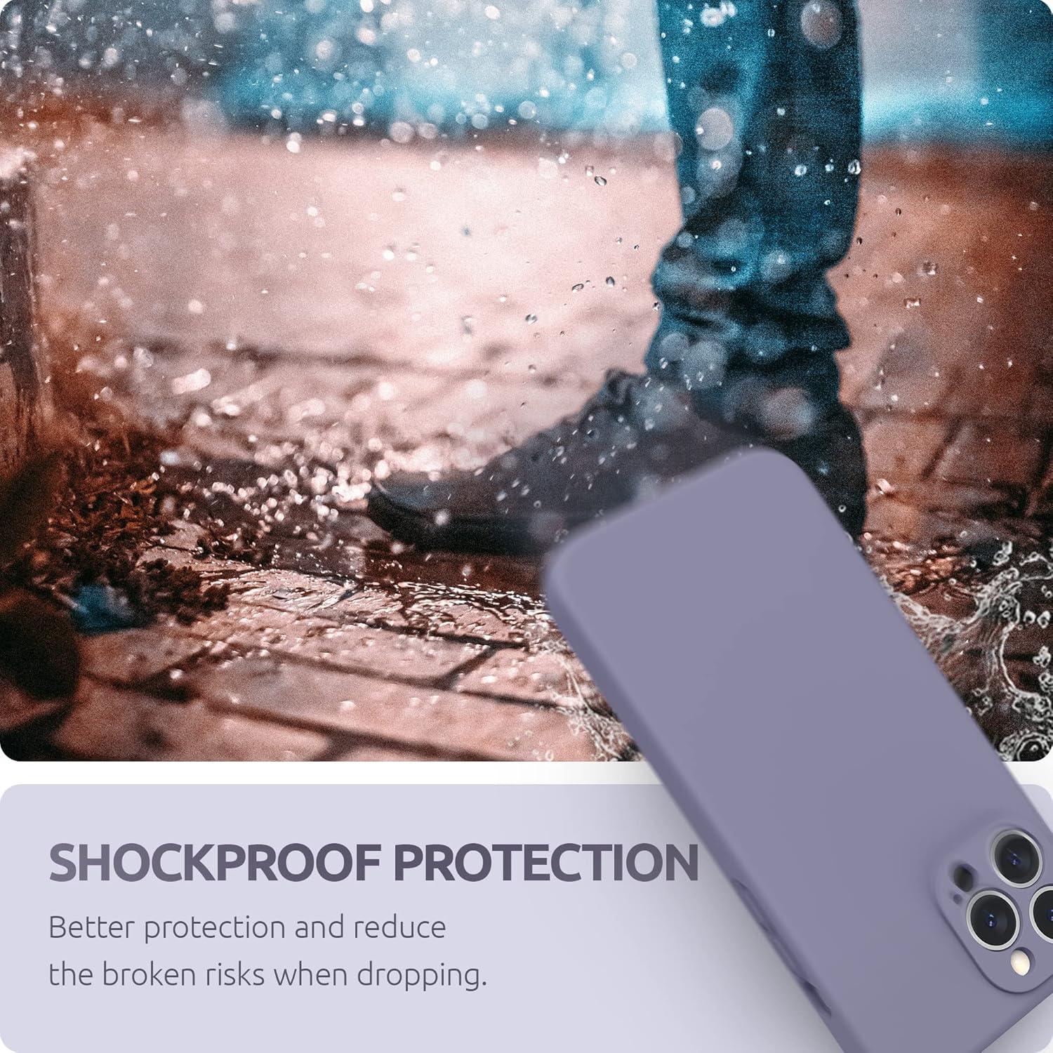 imageSURPHY Compatible with iPhone 13 Pro Max Case with Screen Protector Camera Protection Soft Microfiber Lining Liquid Silicone Phone Case 67 inch 2021 RedLavender Gray