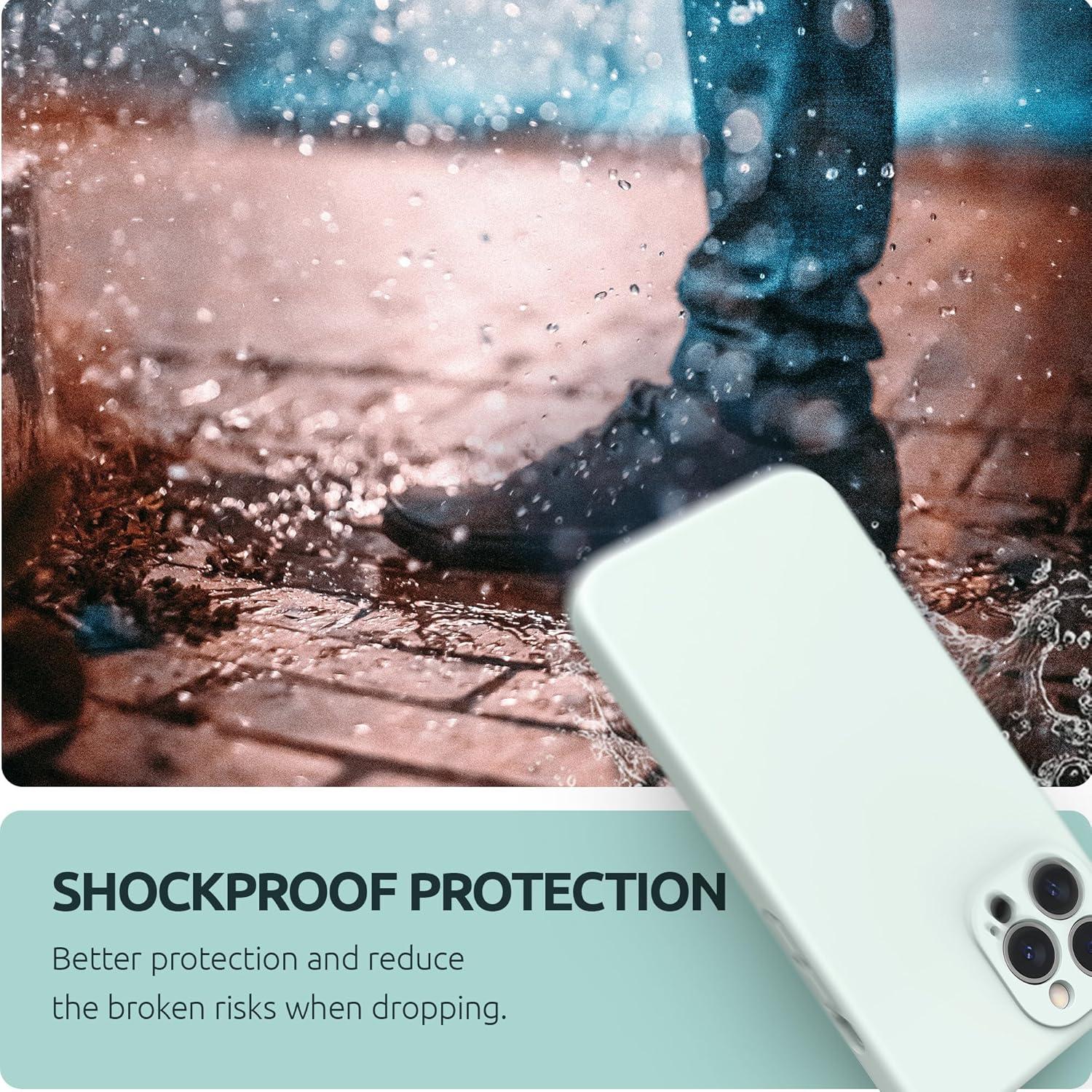 imageSURPHY Compatible with iPhone 13 Pro Max Case with Screen Protector Camera Protection Soft Microfiber Lining Liquid Silicone Phone Case 67 inch 2021 RedSoft Mint