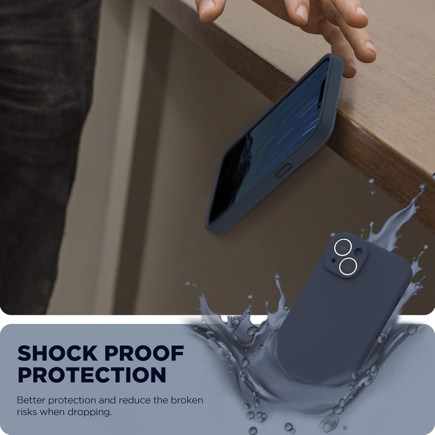 imageSURPHY Compatible with iPhone 14 Case with Screen Protector Camera Protection ampamp Soft Microfiber Lining Liquid Silicone Phone Case 61 inch 2022 RedMidnight Blue