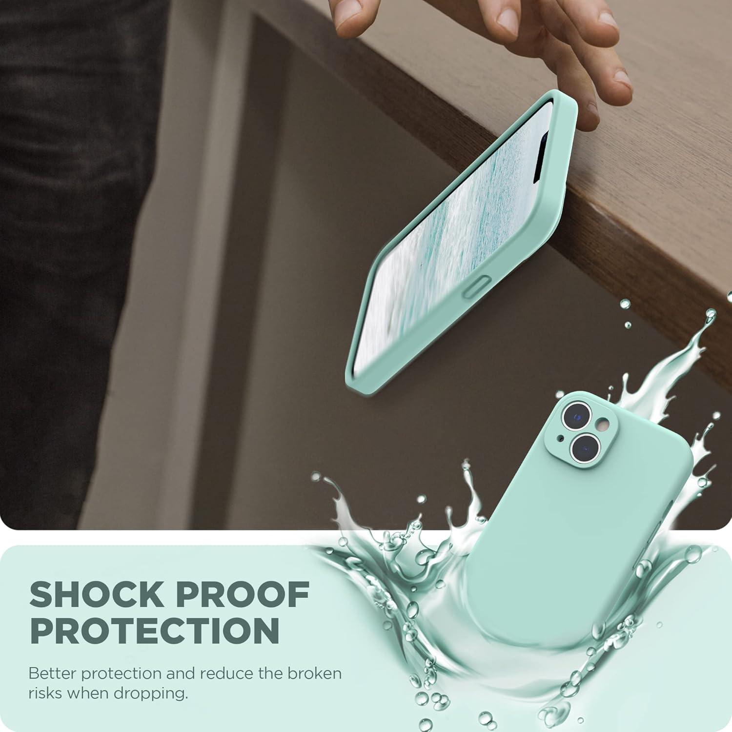 imageSURPHY Compatible with iPhone 14 Case with Screen Protector Camera Protection ampamp Soft Microfiber Lining Liquid Silicone Phone Case 61 inch 2022 RedMint Green