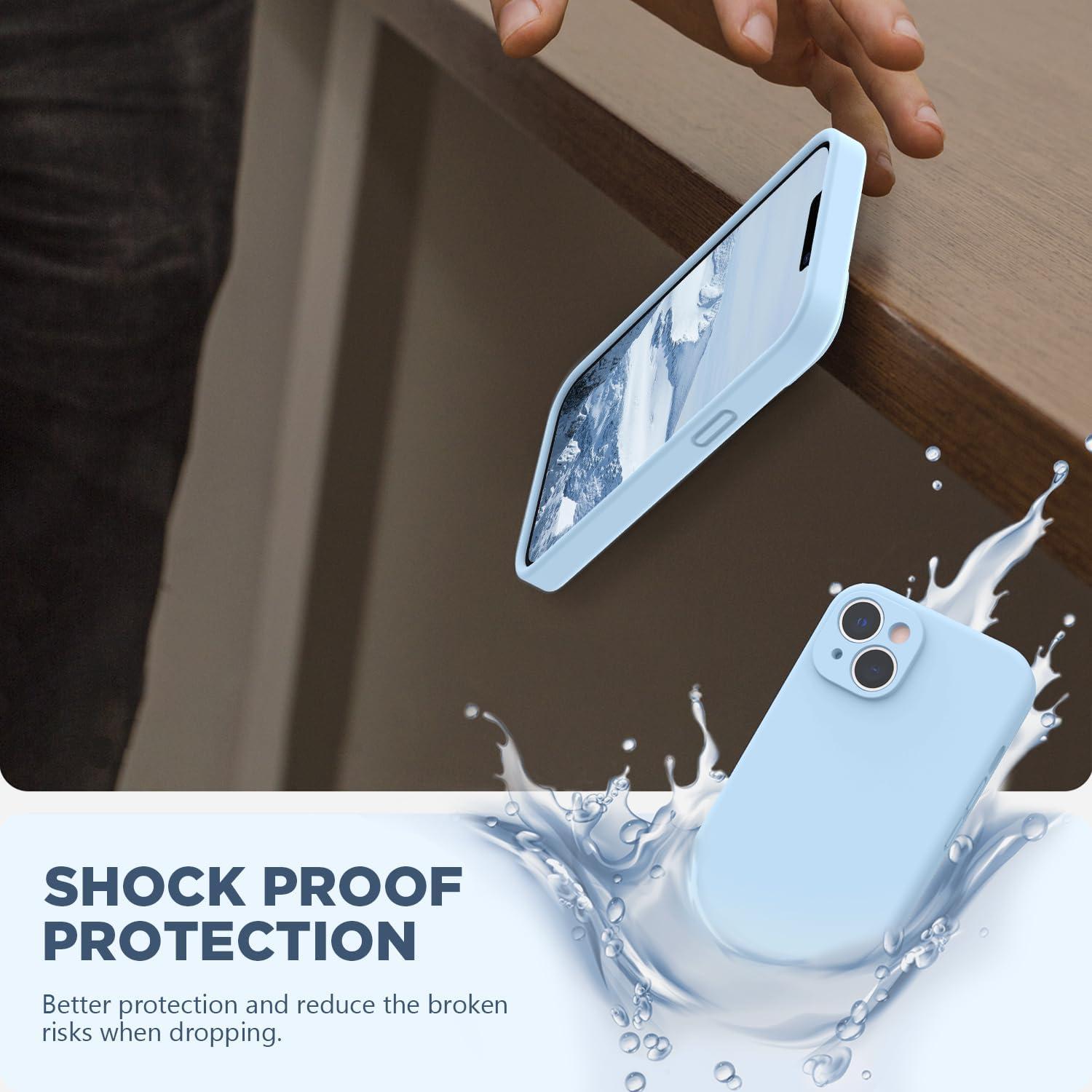 imageSURPHY Compatible with iPhone 14 Case with Screen Protector Camera Protection ampamp Soft Microfiber Lining Liquid Silicone Phone Case 61 inch 2022 RedLight Blue