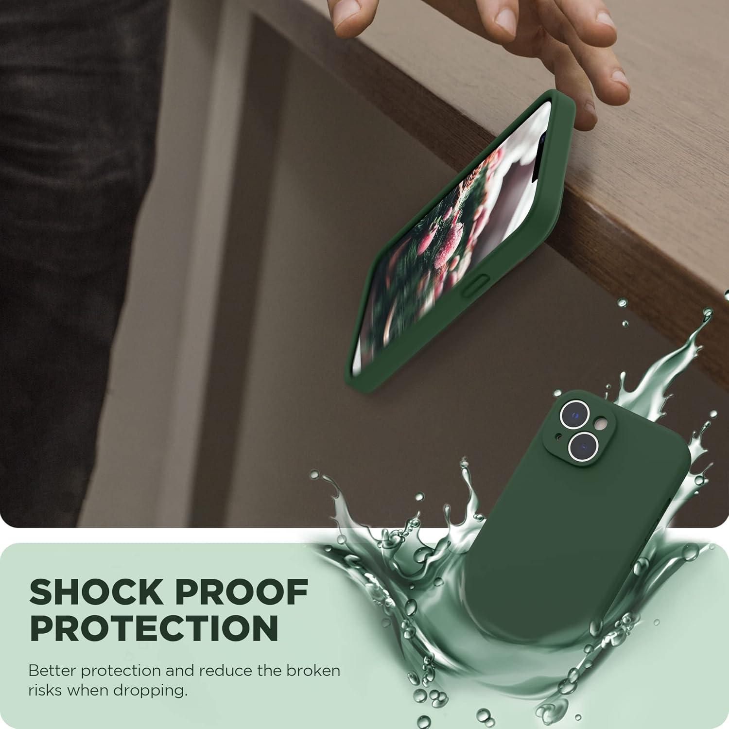 imageSURPHY Compatible with iPhone 14 Case with Screen Protector Camera Protection ampamp Soft Microfiber Lining Liquid Silicone Phone Case 61 inch 2022 RedClover Green