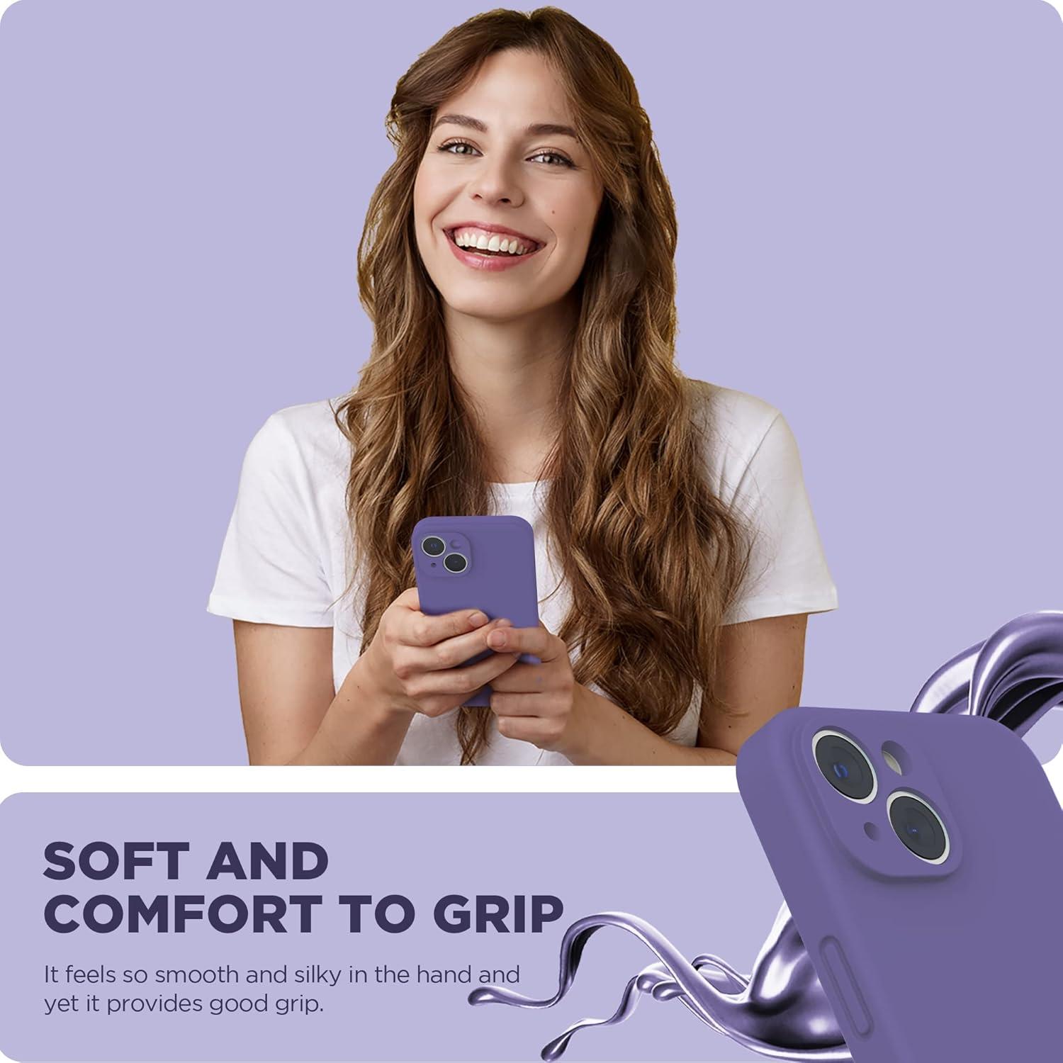 imageSURPHY Compatible with iPhone 14 Case with Screen Protector Camera Protection ampamp Soft Microfiber Lining Liquid Silicone Phone Case 61 inch 2022 RedIris Purple