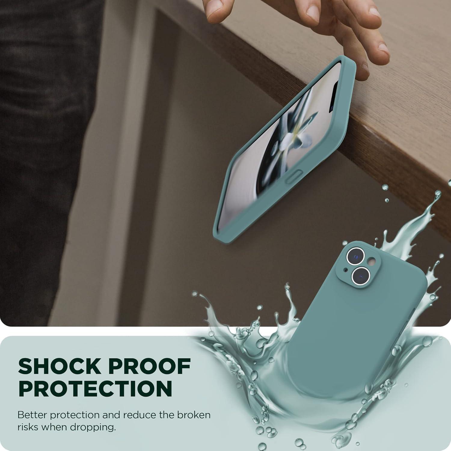 imageSURPHY Compatible with iPhone 14 Case with Screen Protector Camera Protection ampamp Soft Microfiber Lining Liquid Silicone Phone Case 61 inch 2022 RedCactus Green