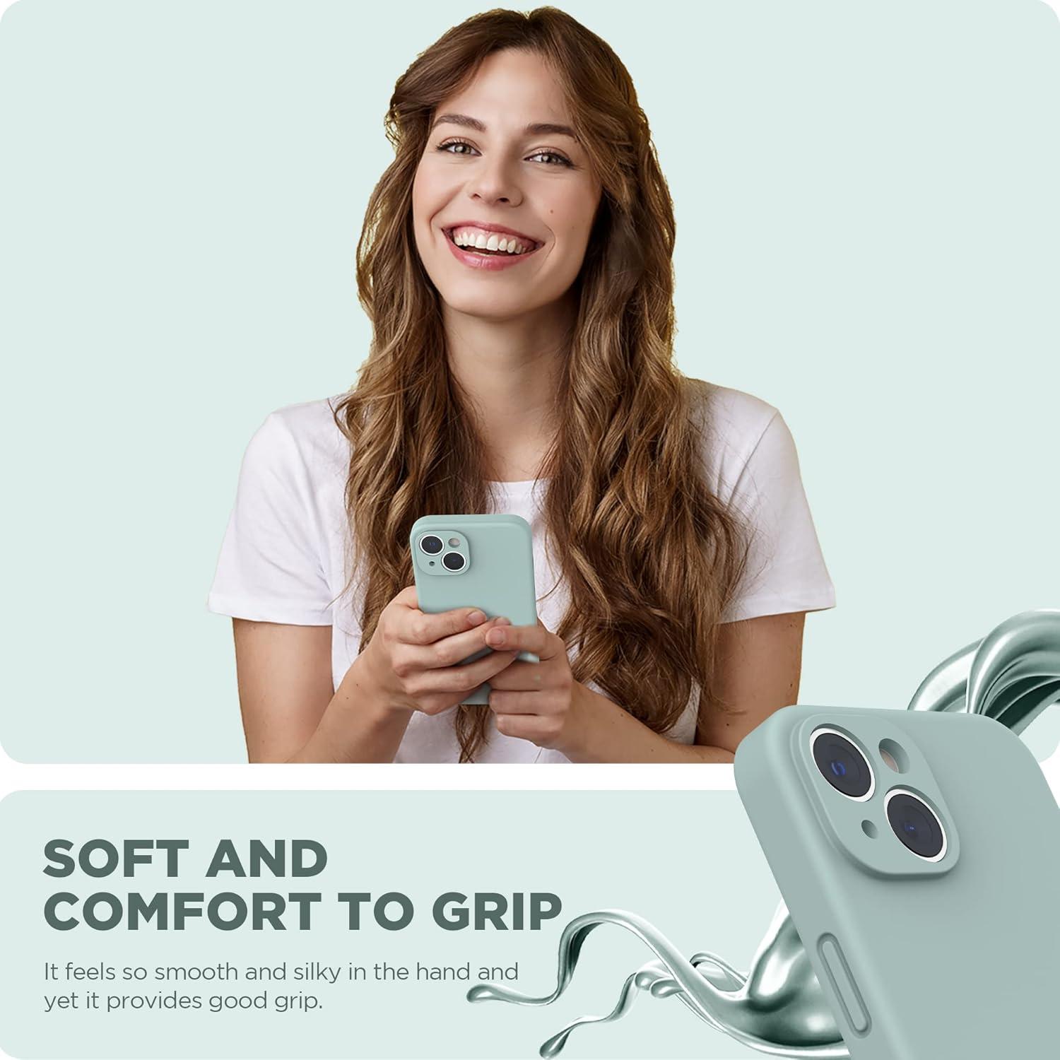 imageSURPHY Compatible with iPhone 14 Case with Screen Protector Camera Protection ampamp Soft Microfiber Lining Liquid Silicone Phone Case 61 inch 2022 RedSucculent