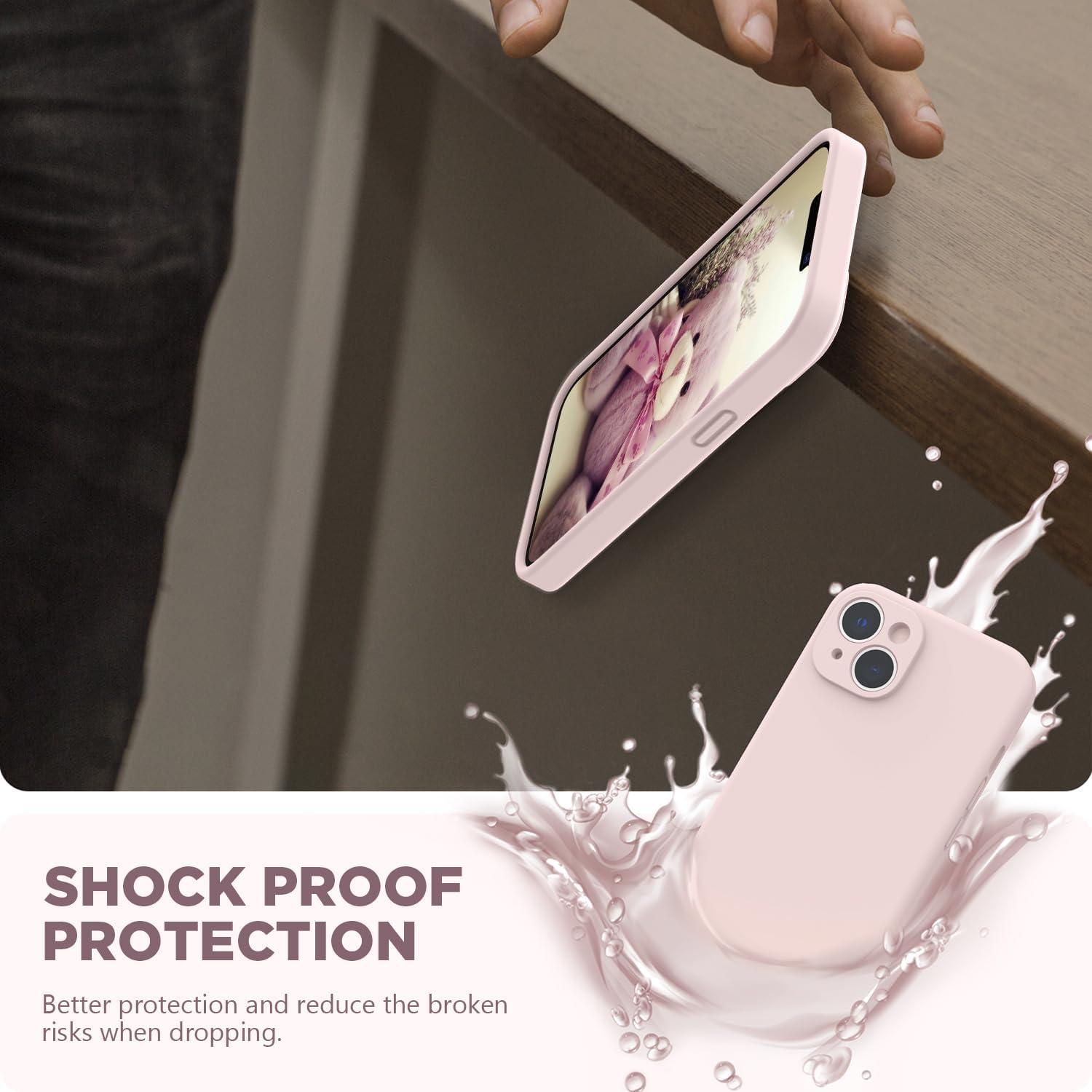 imageSURPHY Compatible with iPhone 14 Case with Screen Protector Camera Protection ampamp Soft Microfiber Lining Liquid Silicone Phone Case 61 inch 2022 RedPink Sand