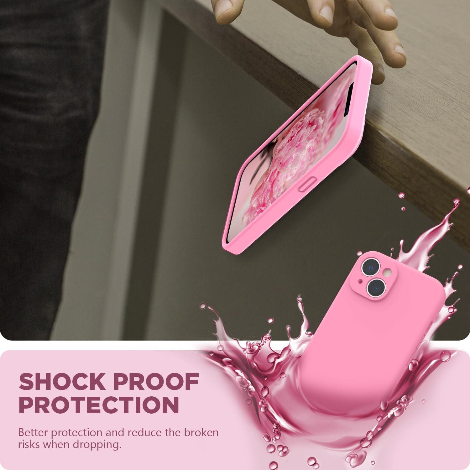 imageSURPHY Compatible with iPhone 14 Case with Screen Protector Camera Protection ampamp Soft Microfiber Lining Liquid Silicone Phone Case 61 inch 2022 RedPink