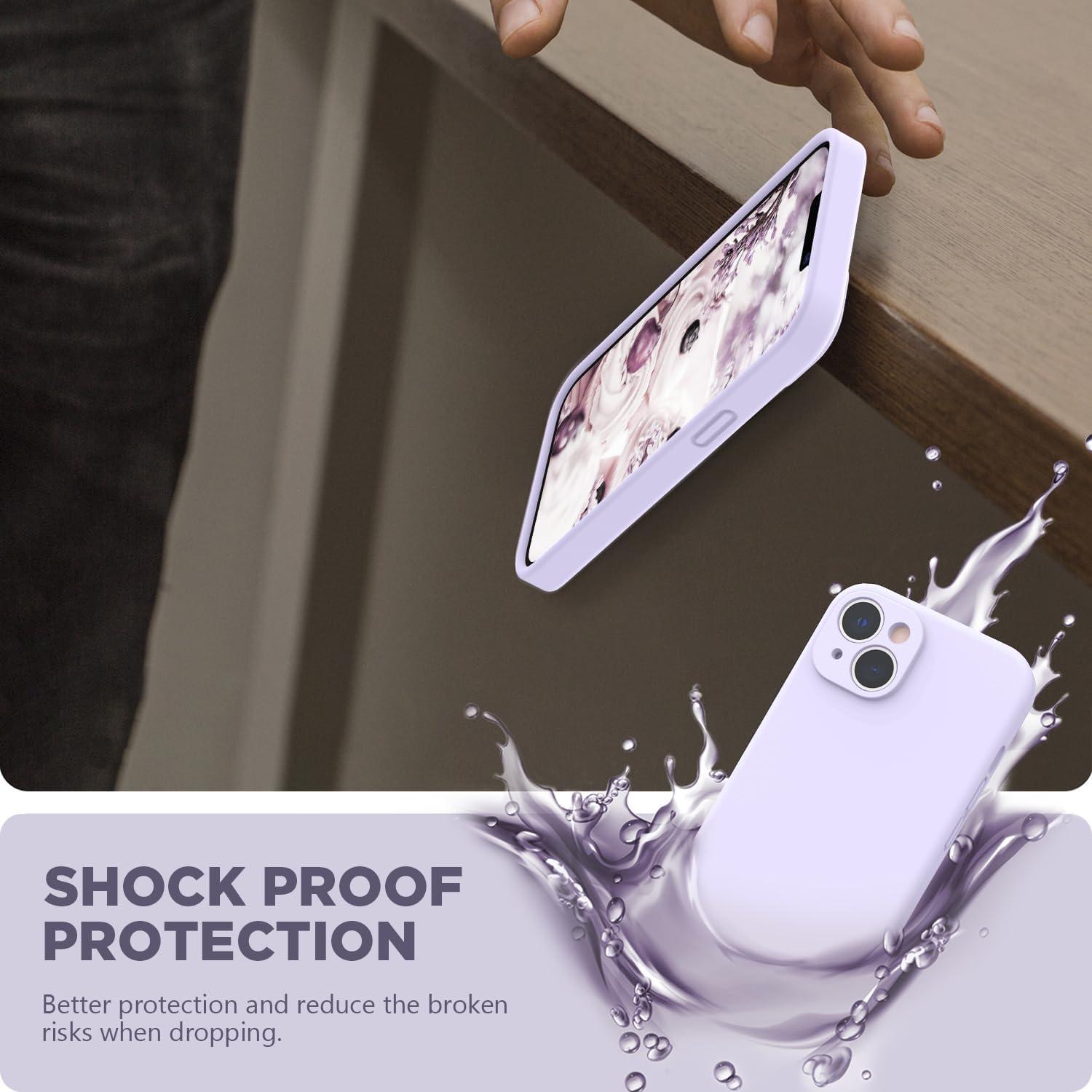 imageSURPHY Compatible with iPhone 14 Case with Screen Protector Camera Protection ampamp Soft Microfiber Lining Liquid Silicone Phone Case 61 inch 2022 RedLilac