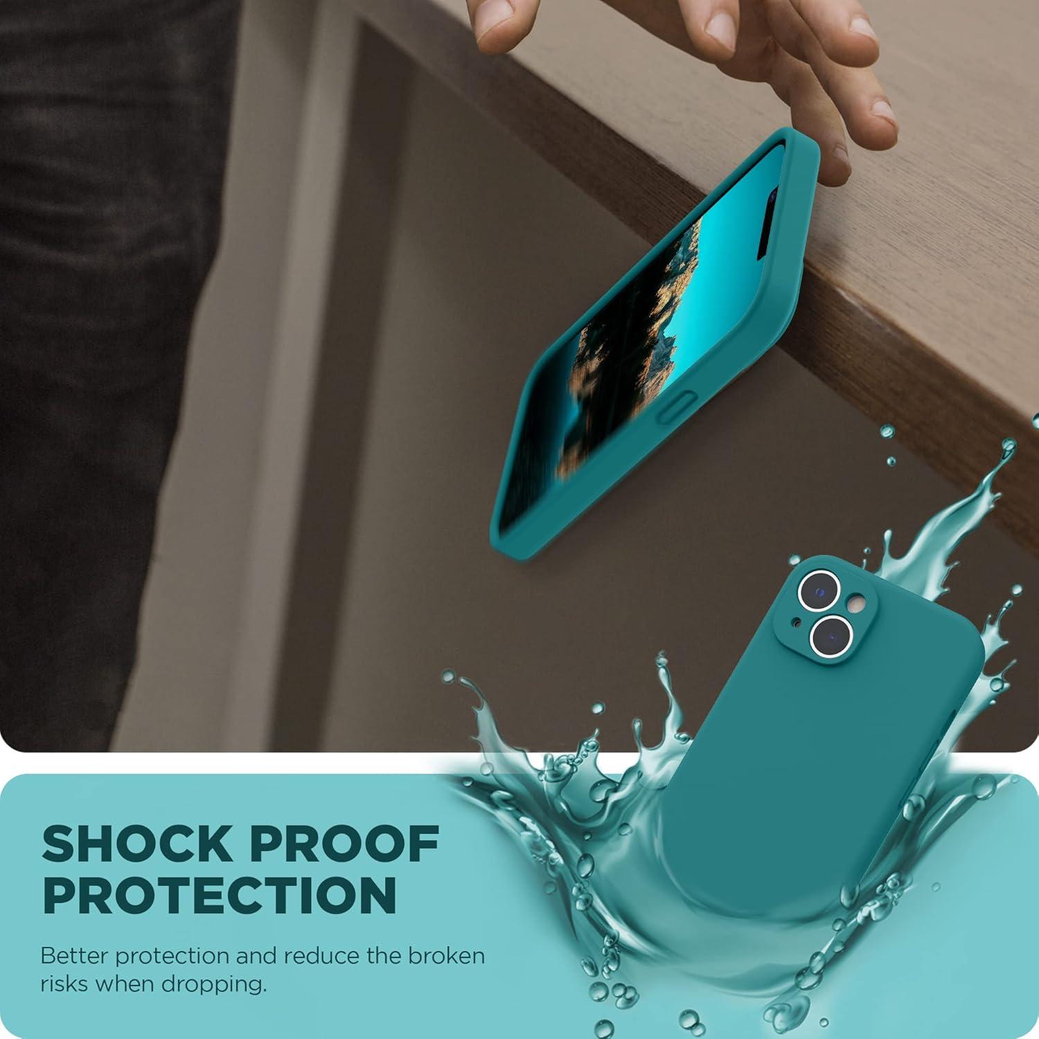 imageSURPHY Compatible with iPhone 14 Case with Screen Protector Camera Protection ampamp Soft Microfiber Lining Liquid Silicone Phone Case 61 inch 2022 RedTeal Blue