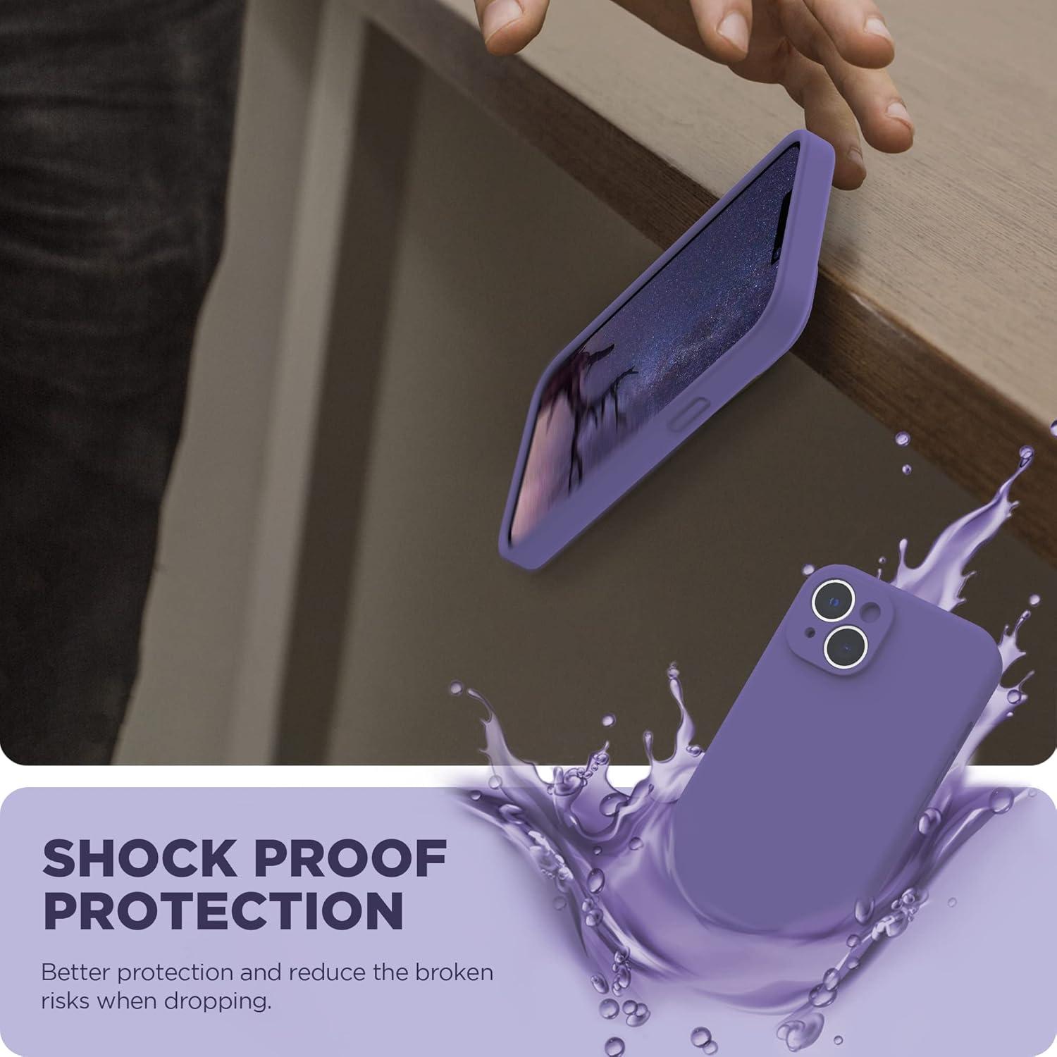 imageSURPHY Compatible with iPhone 14 Case with Screen Protector Camera Protection ampamp Soft Microfiber Lining Liquid Silicone Phone Case 61 inch 2022 RedIris Purple