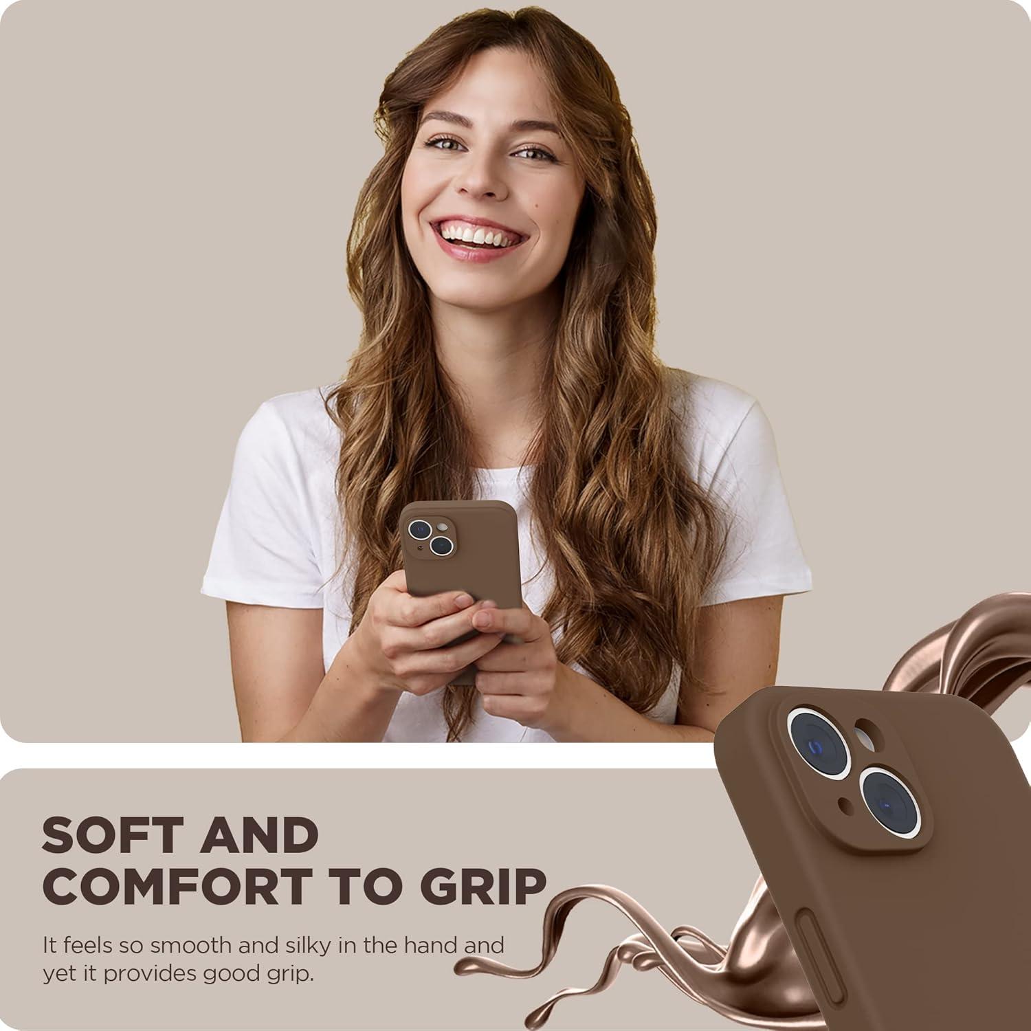 imageSURPHY Compatible with iPhone 14 Case with Screen Protector Camera Protection ampamp Soft Microfiber Lining Liquid Silicone Phone Case 61 inch 2022 RedBrown