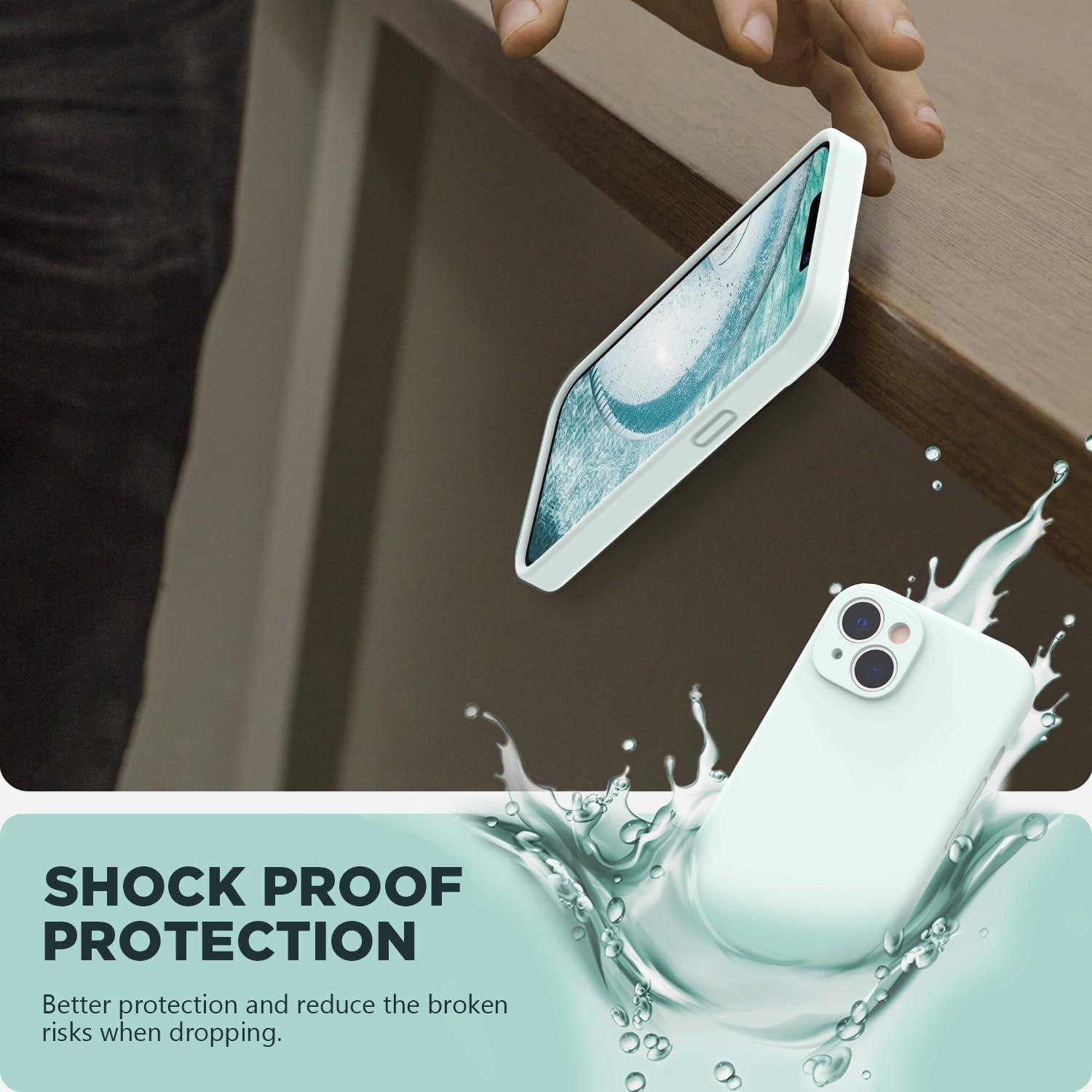 imageSURPHY Compatible with iPhone 14 Case with Screen Protector Camera Protection ampamp Soft Microfiber Lining Liquid Silicone Phone Case 61 inch 2022 RedSoft Mint