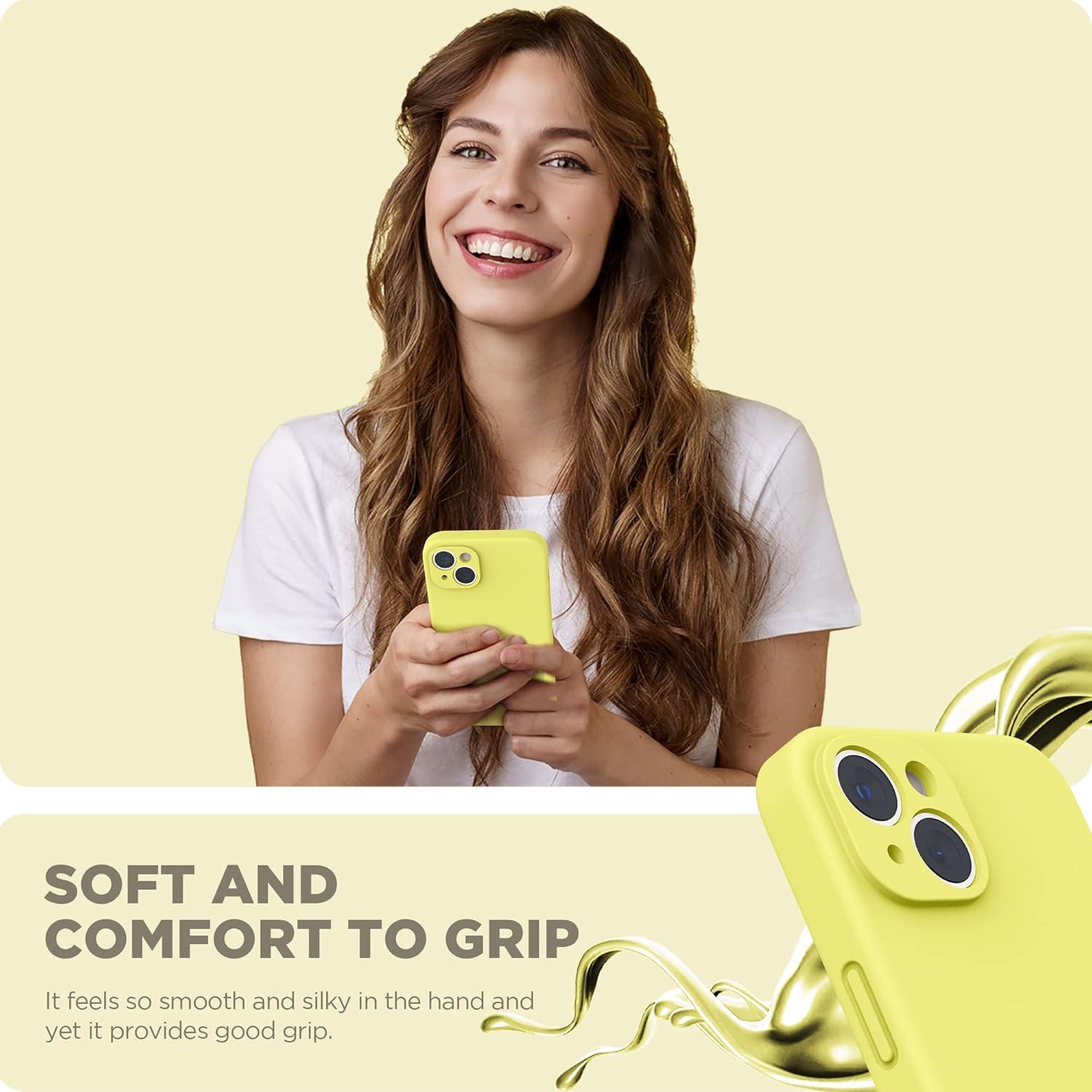 imageSURPHY Compatible with iPhone 14 Case with Screen Protector Camera Protection ampamp Soft Microfiber Lining Liquid Silicone Phone Case 61 inch 2022 RedYellow