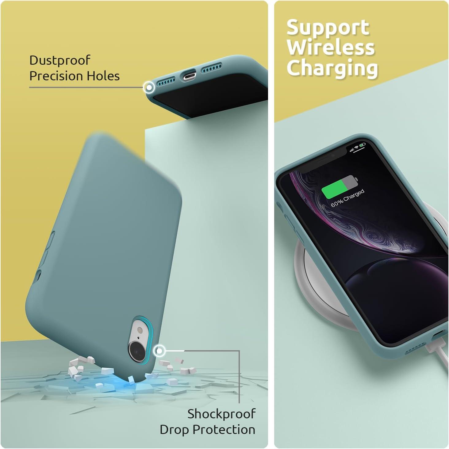 imageSURPHY Compatible with iPhone XR Case Thickened Liquid Silicone Phone Case with Microfiber Lining for iPhone XR 61 inches RedCactus Green