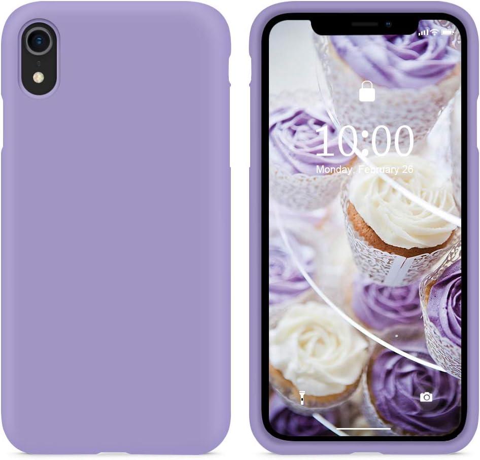 imageSURPHY Compatible with iPhone XR Case Thickened Liquid Silicone Phone Case with Microfiber Lining for iPhone XR 61 inches RedLight Purple
