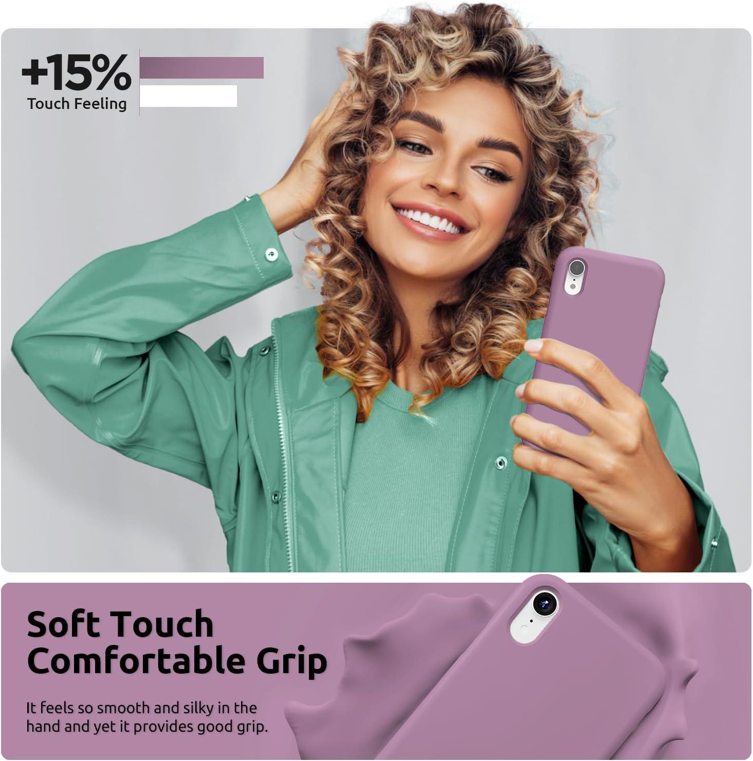 imageSURPHY Compatible with iPhone XR Case Thickened Liquid Silicone Phone Case with Microfiber Lining for iPhone XR 61 inches RedLilac Purple