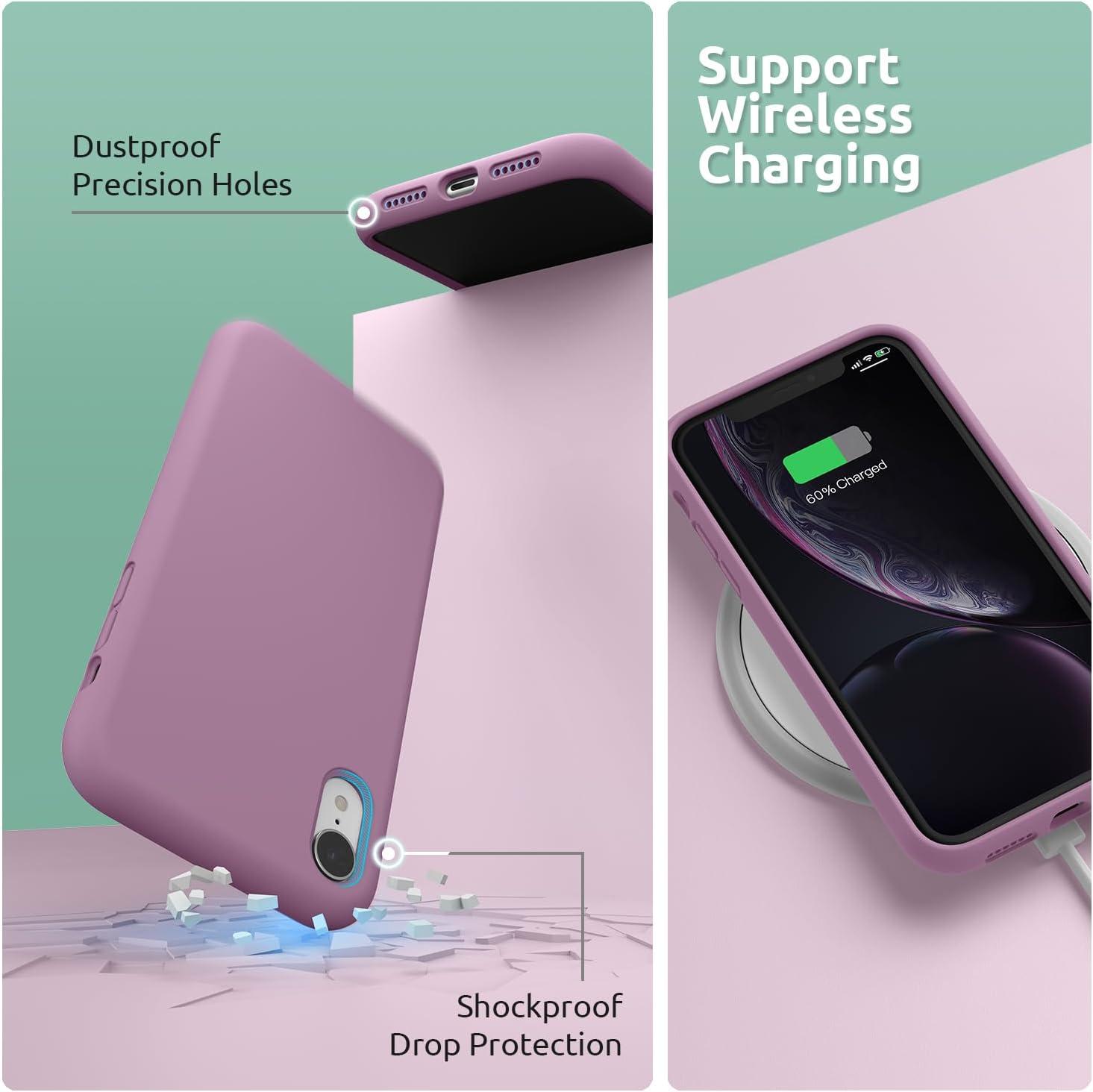 imageSURPHY Compatible with iPhone XR Case Thickened Liquid Silicone Phone Case with Microfiber Lining for iPhone XR 61 inches RedLilac Purple