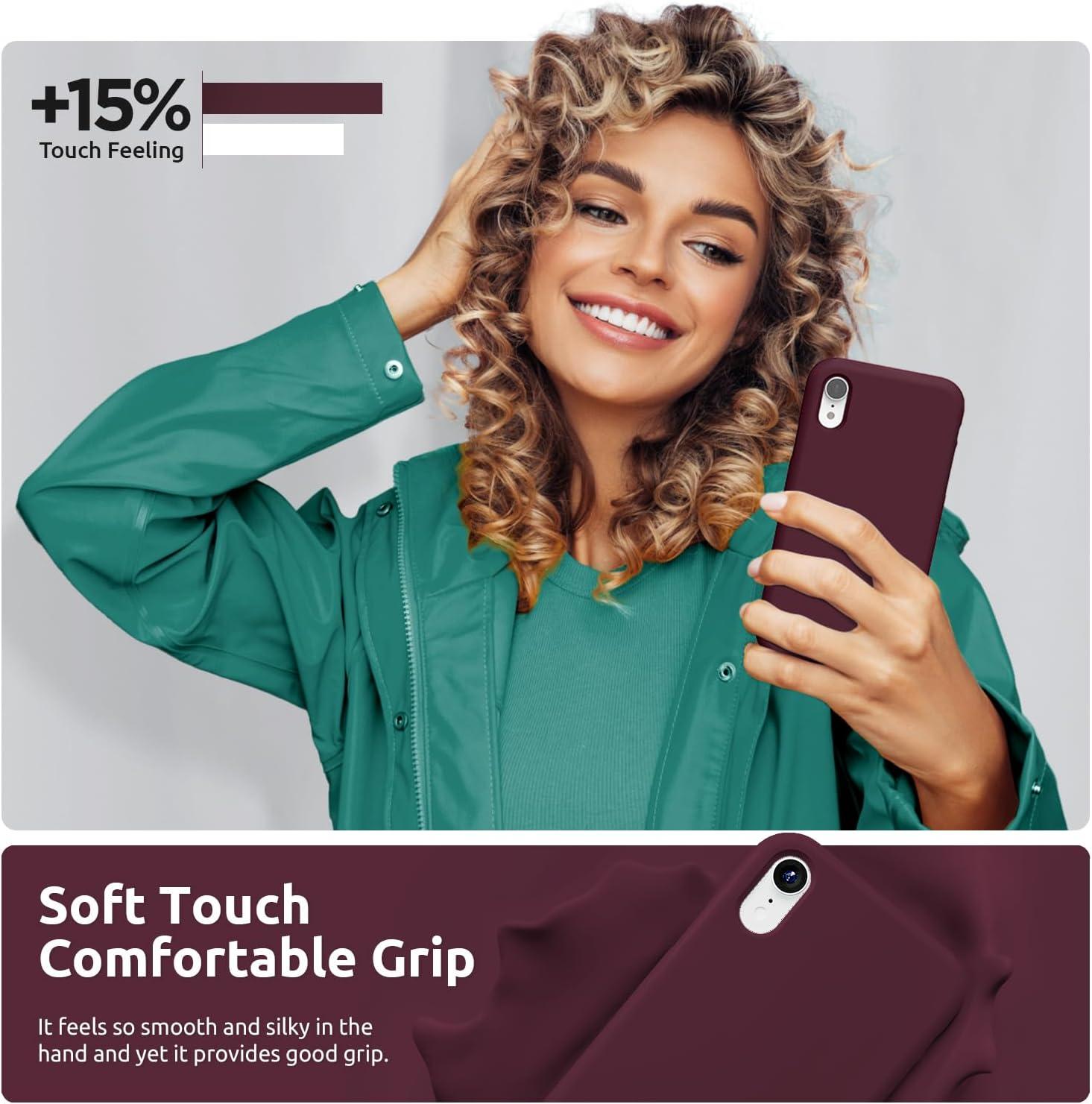 imageSURPHY Compatible with iPhone XR Case Thickened Liquid Silicone Phone Case with Microfiber Lining for iPhone XR 61 inches RedPlum