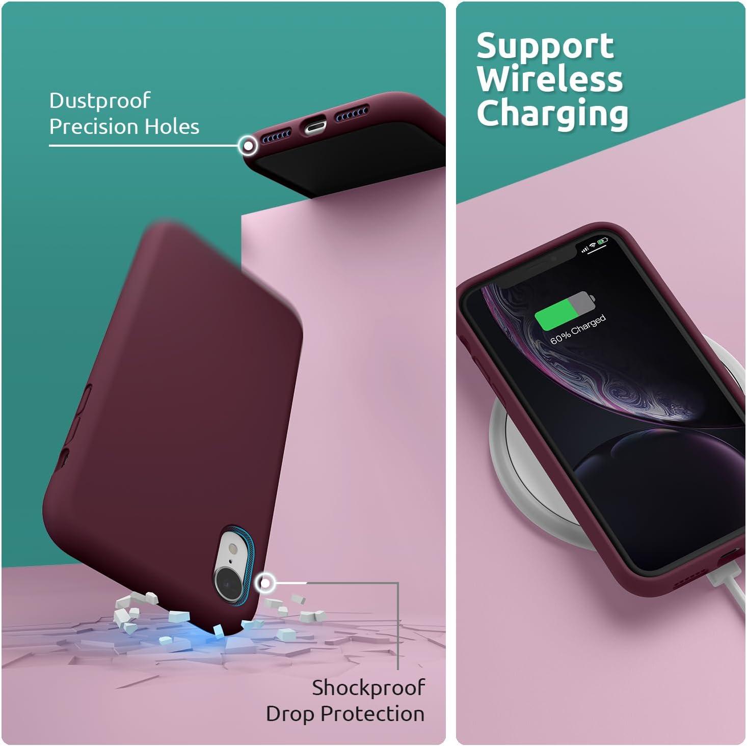 imageSURPHY Compatible with iPhone XR Case Thickened Liquid Silicone Phone Case with Microfiber Lining for iPhone XR 61 inches RedPlum