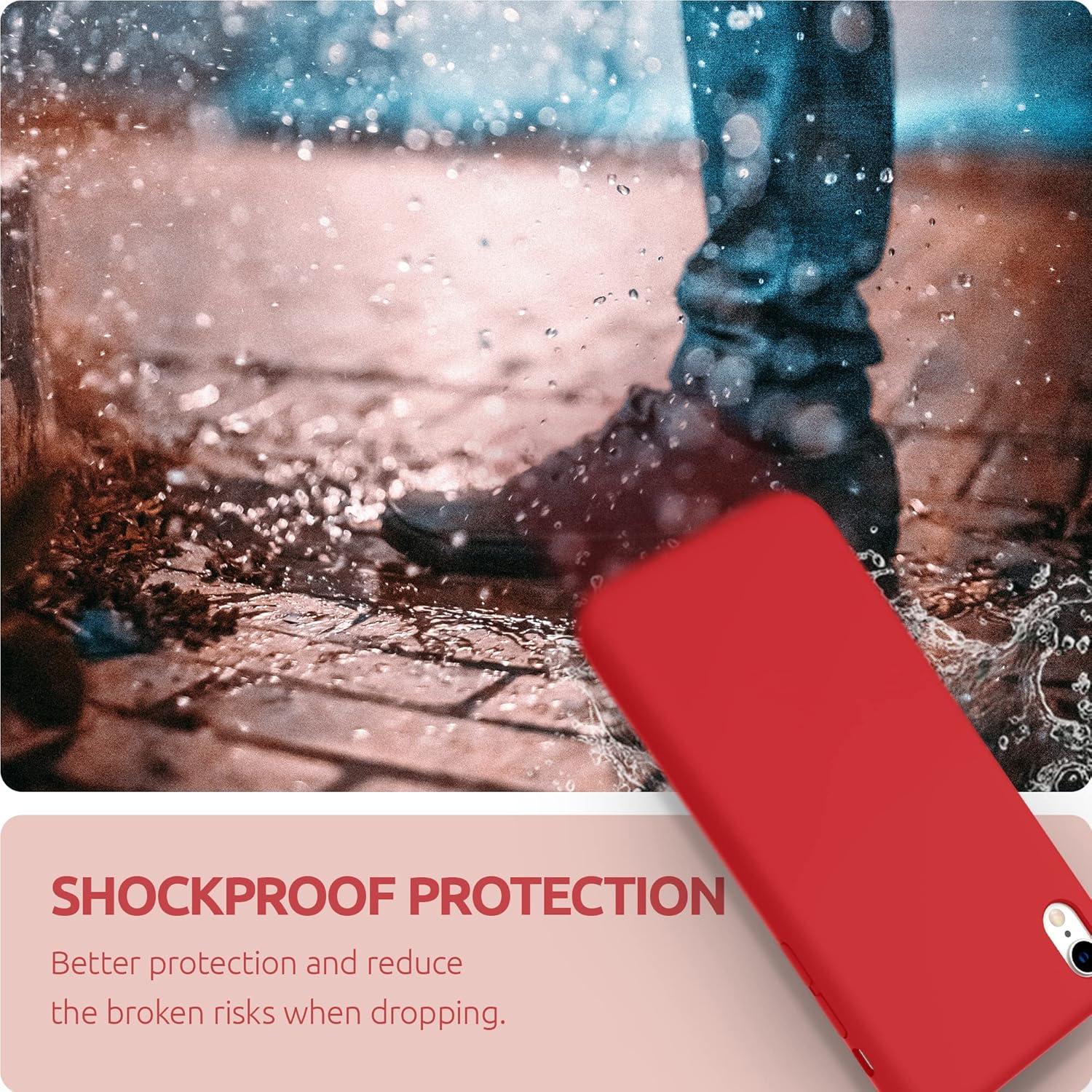 imageSURPHY Compatible with iPhone XR Case Thickened Liquid Silicone Phone Case with Microfiber Lining for iPhone XR 61 inches RedRed Full Body